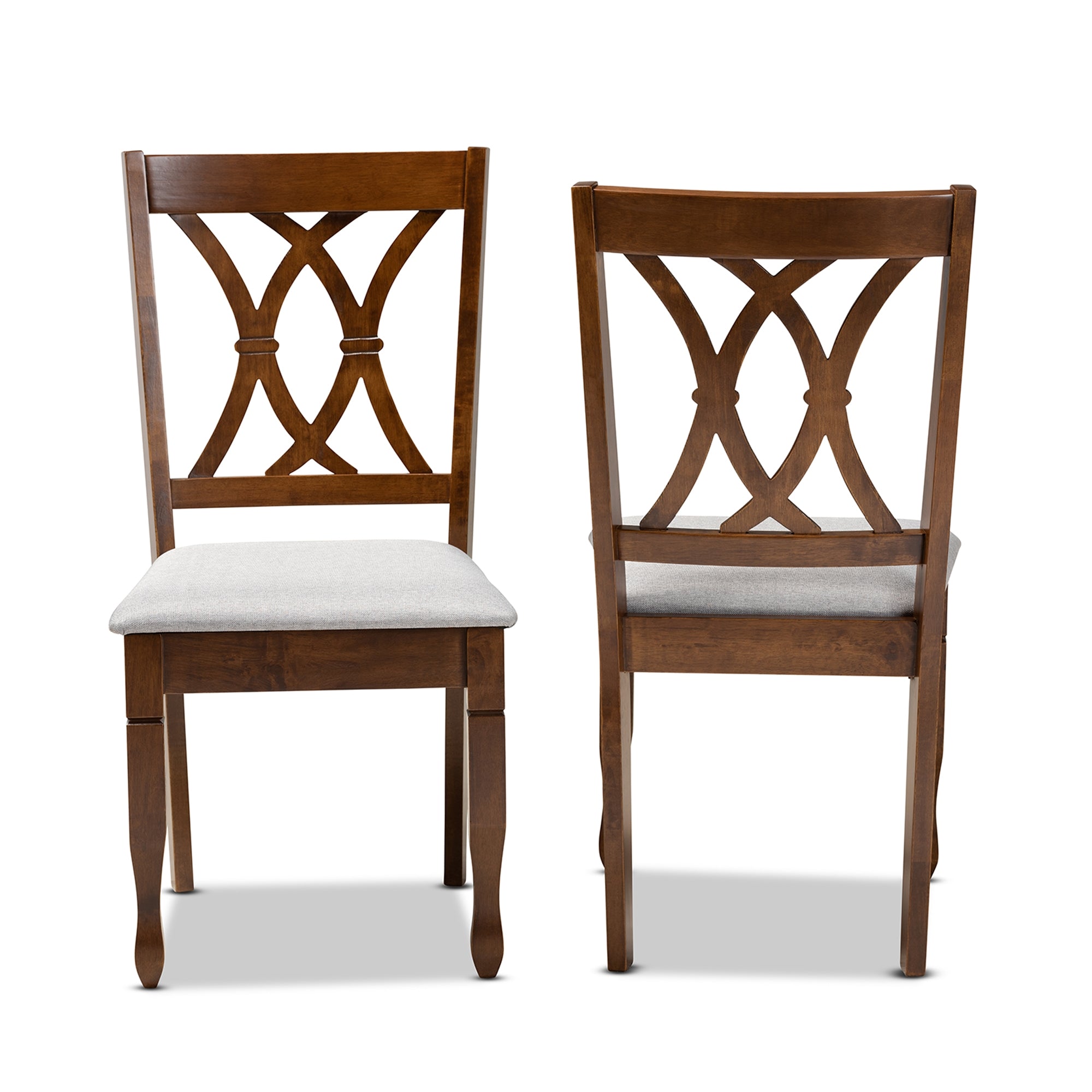 Baxton Studio Augustine Modern and Contemporary Grey Fabric Upholstered and Walnut Brown Finished Wood 2-Piece Dining Chair Set Set
