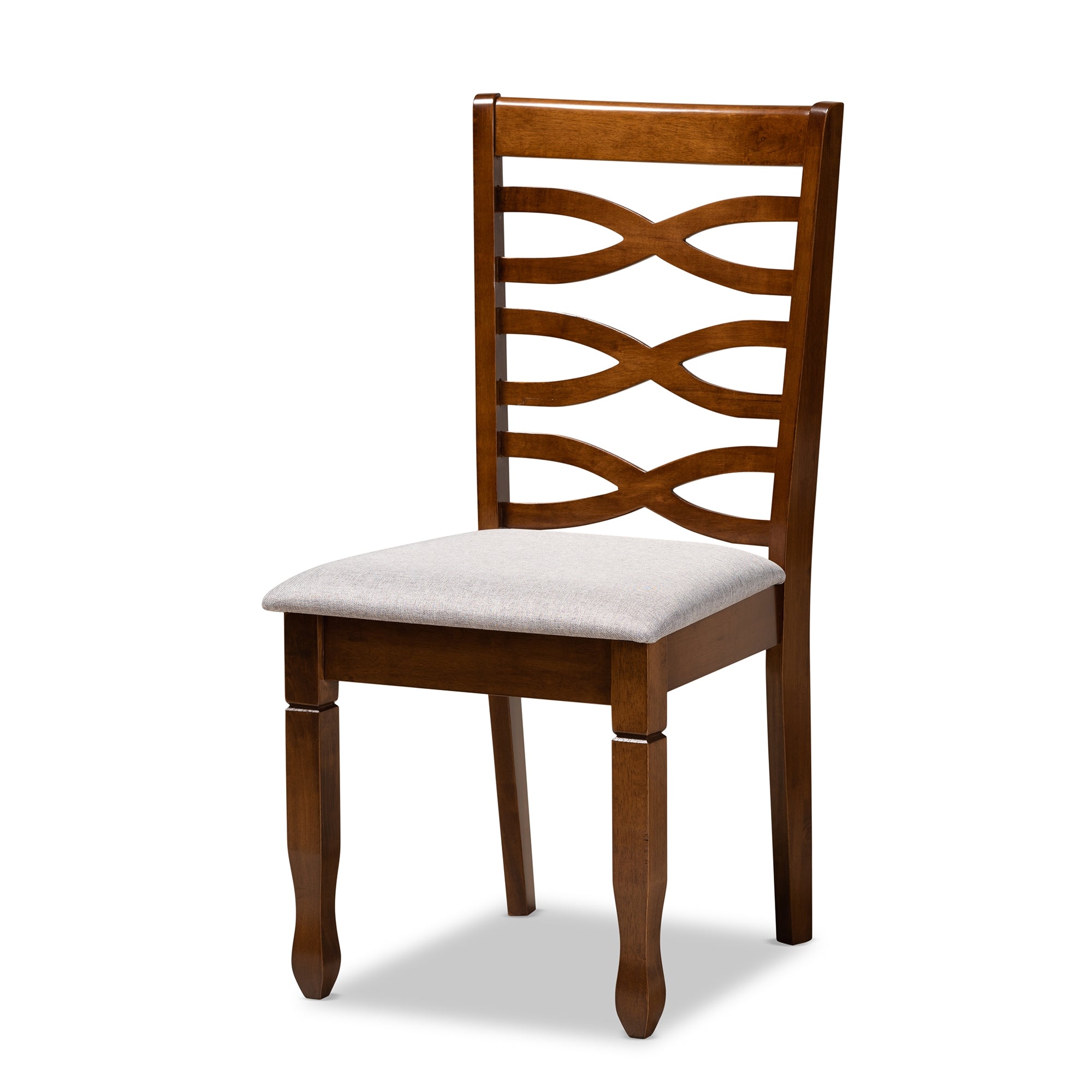 Baxton Studio Lanier Modern and Contemporary Grey Fabric Upholstered and Walnut Brown Finished Wood 7-Piece Dining Set