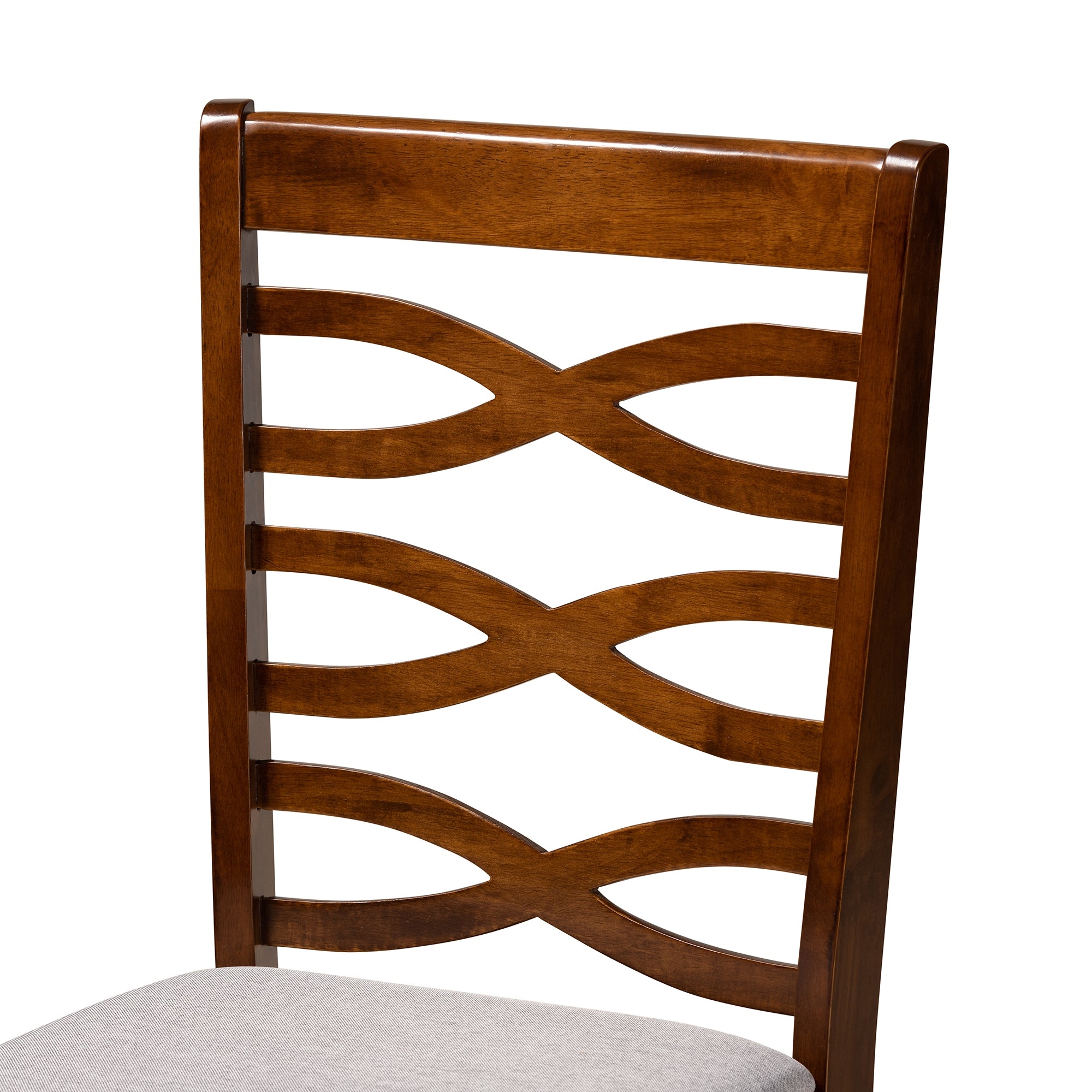 Baxton Studio Lanier Modern and Contemporary Grey Fabric Upholstered and Walnut Brown Finished Wood 7-Piece Dining Set