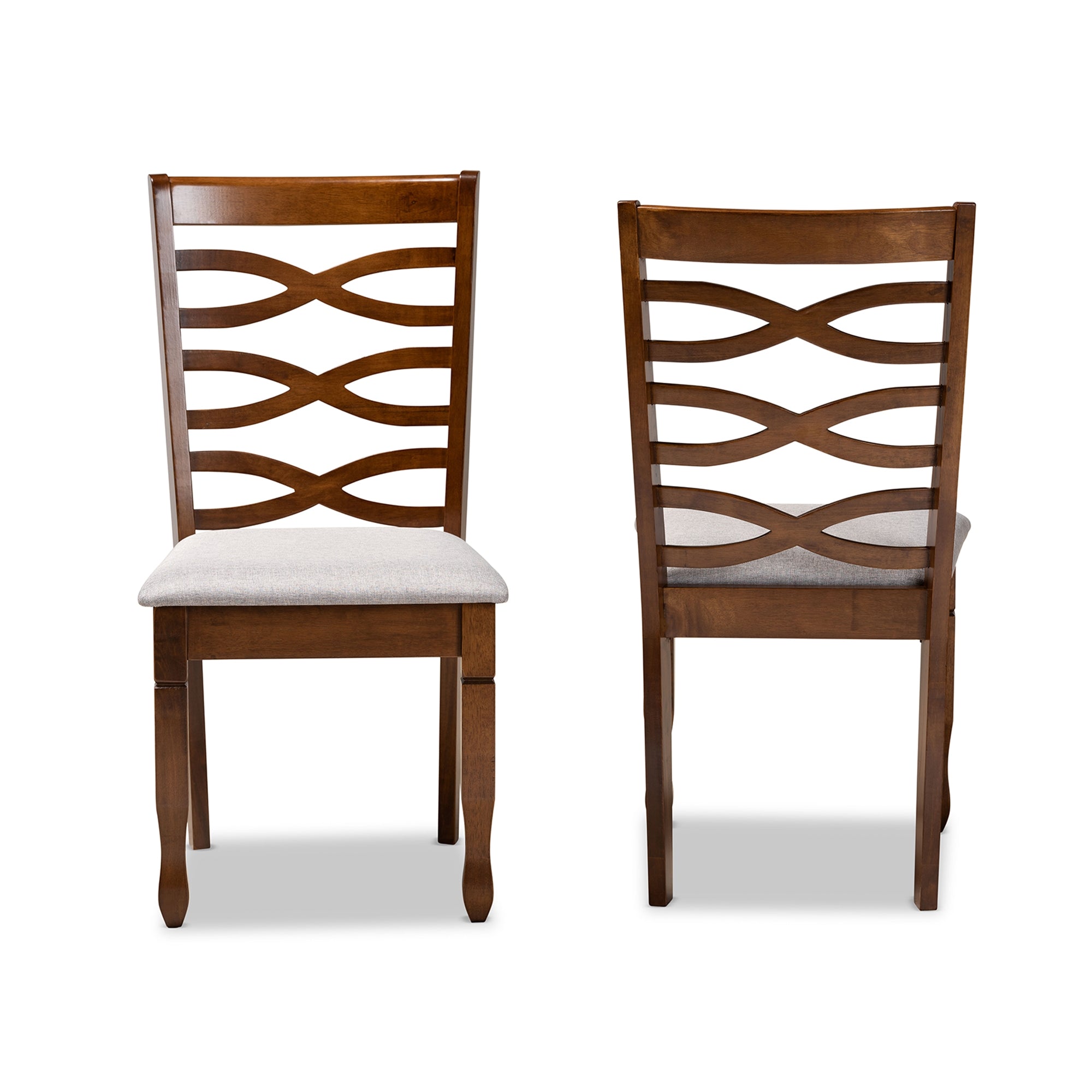 Baxton Studio Lanier Modern and Contemporary Grey Fabric Upholstered and Walnut Brown Finished Wood 2-Piece Dining Chair Set