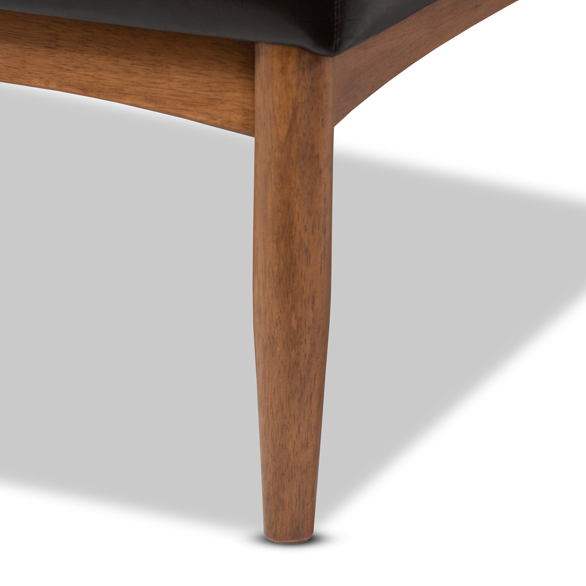 Baxton Studio Arvid Mid-Century Modern Dark Brown Faux Leather Upholstered 2-Piece Wood Dining Nook Banquette Set