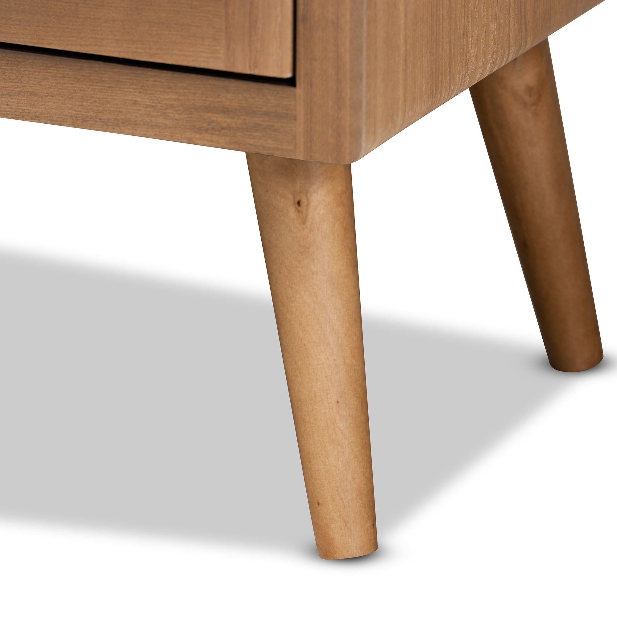 Baxton Studio Alina Mid-Century Modern Medium Oak Finished Wood and Rattan 2-Door Accent Storage Cabinet