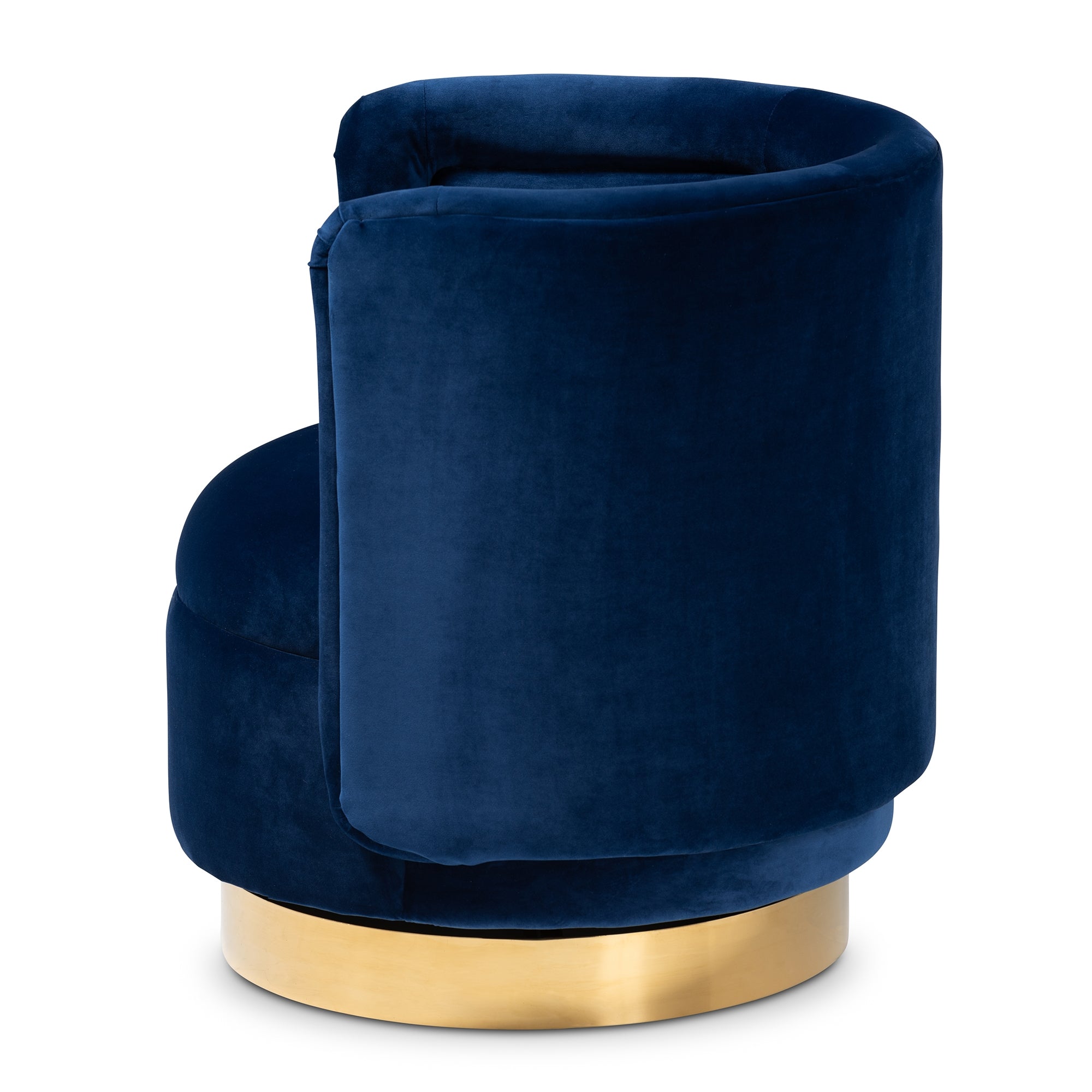 Baxton Studio Saffi Glam and Luxe Royal Blue Velvet Fabric Upholstered Gold Finished Swivel Accent Chair