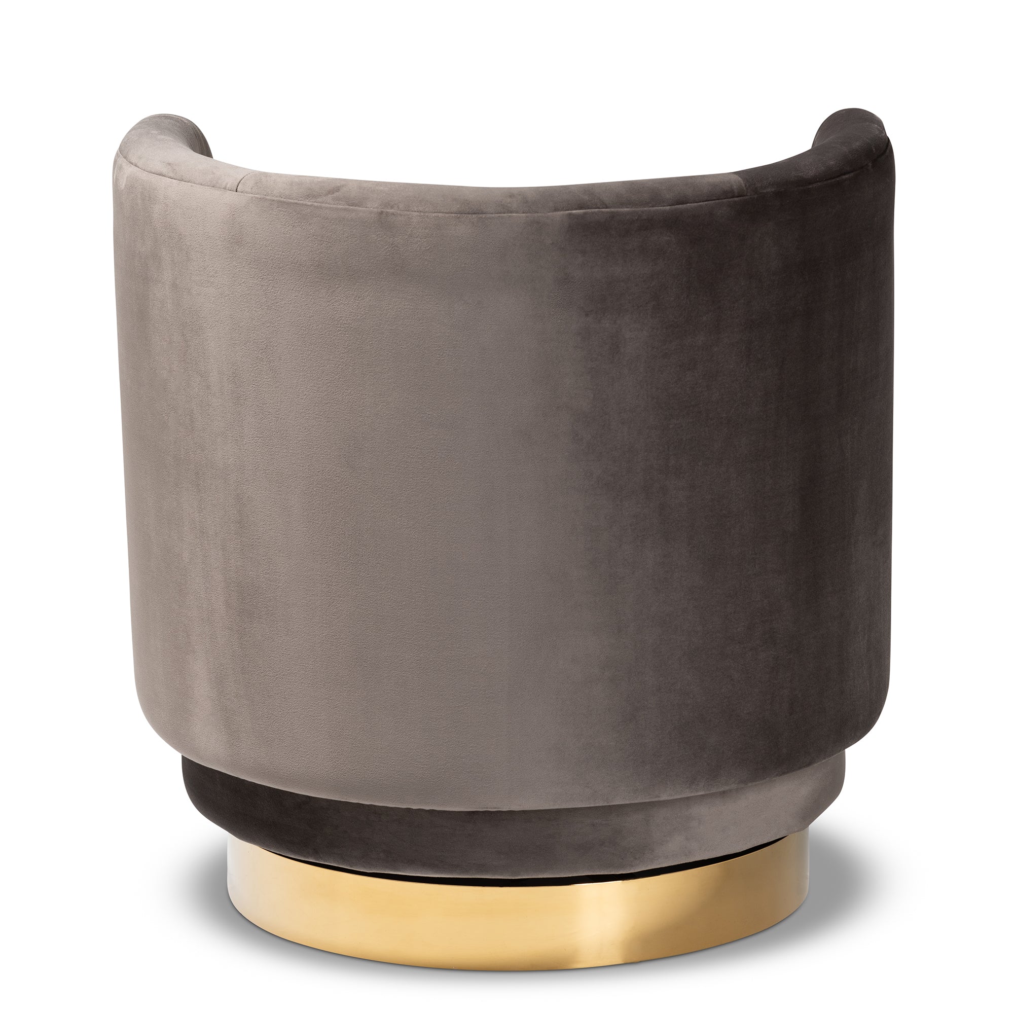 Baxton Studio Saffi Glam and Luxe Grey Velvet Fabric Upholstered Gold Finished Swivel Accent Chair