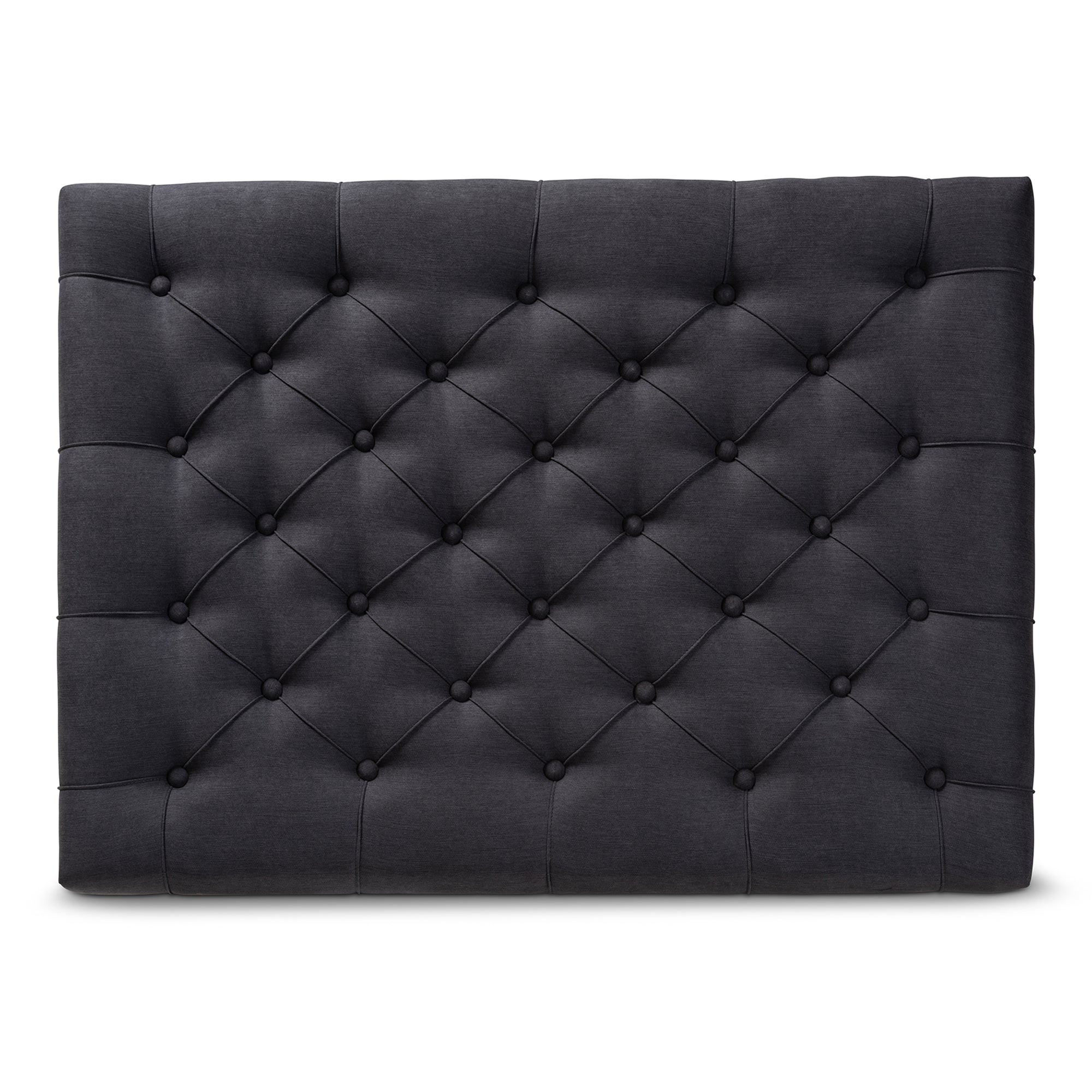 Baxton Studio Lindsey Modern and Rustic Charcoal Linen Fabric Upholstered and Greywashed Wood Cocktail Ottoman