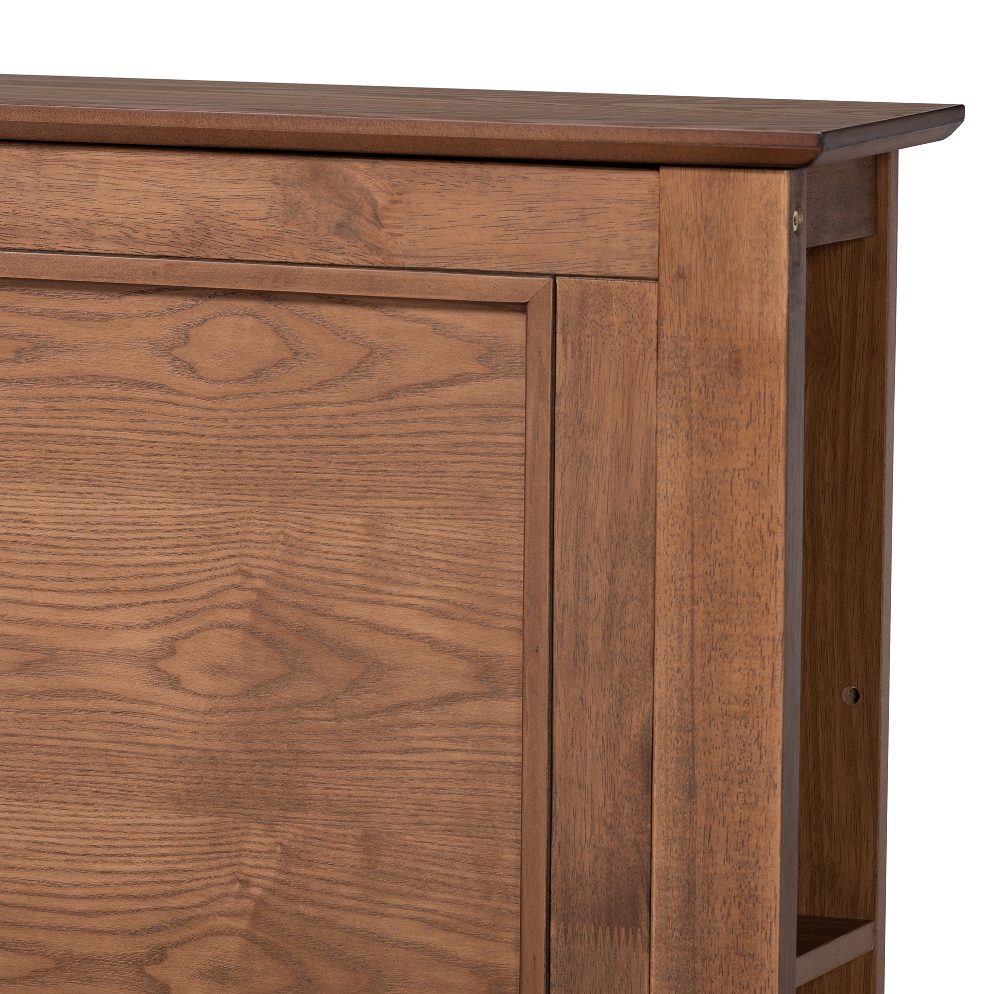 Baxton Studio Danielle Traditional and Transitional Rustic Ash Walnut Brown Finished Wood King Size Platform Storage Bed with Built-In Shelves