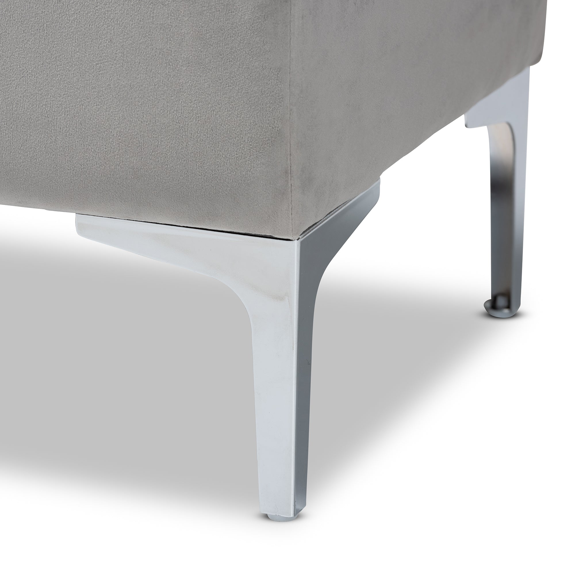 Baxton Studio Mabel Modern and Contemporary Transitional Grey Velvet Fabric Upholstered Silver Finished Storage Ottoman