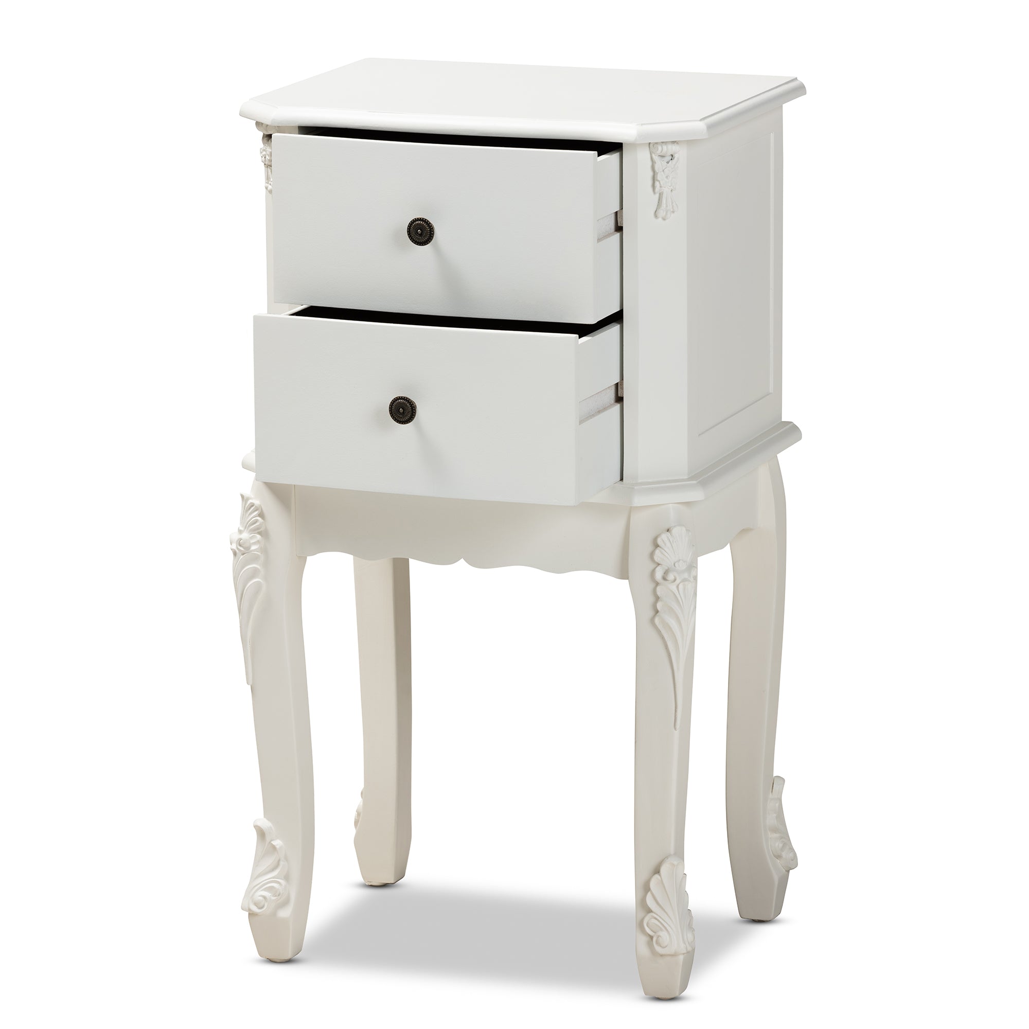 Baxton Studio Sophia Classic and Traditional French White Finished Wood 2-Drawer End Table