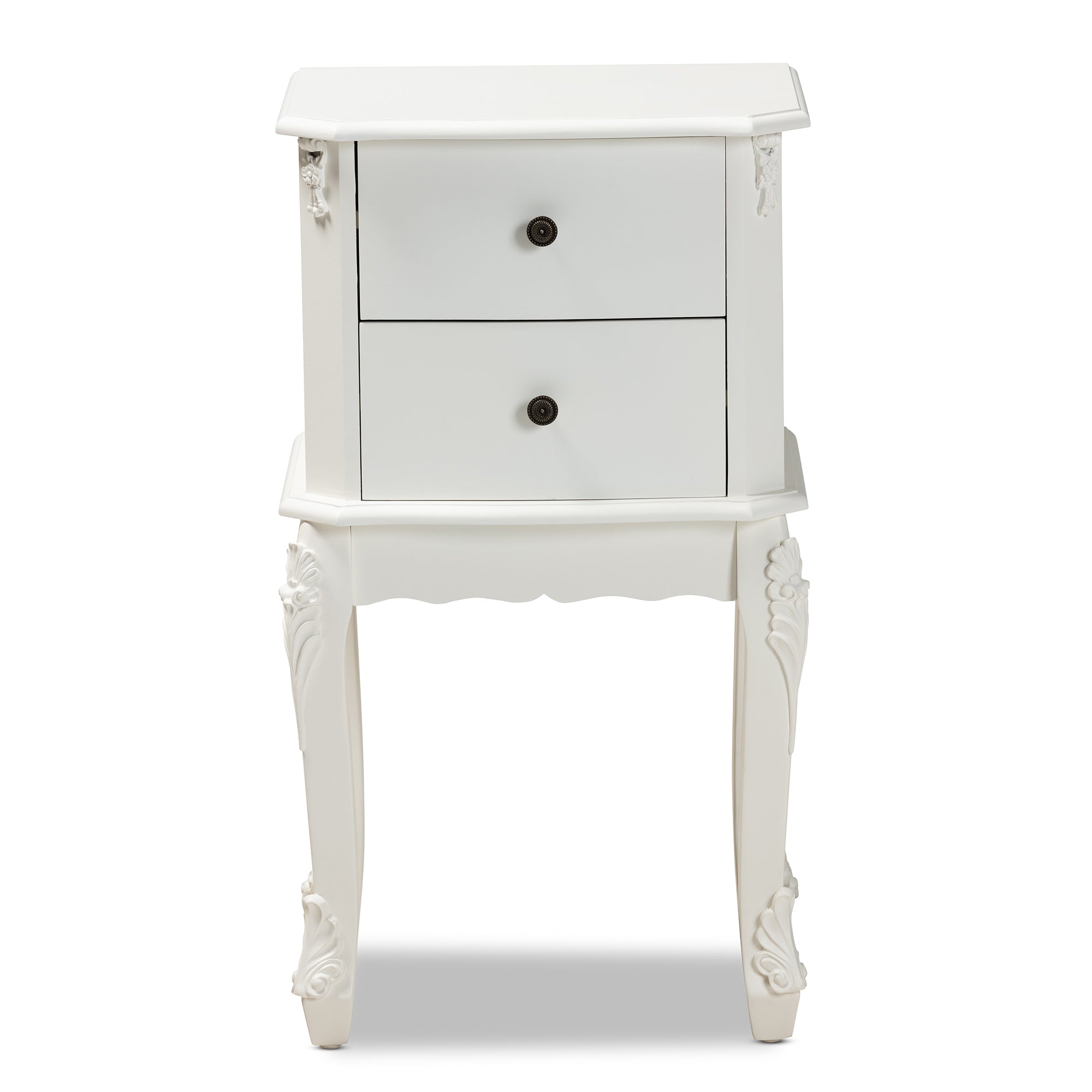 Baxton Studio Sophia Classic and Traditional French White Finished Wood 2-Drawer End Table