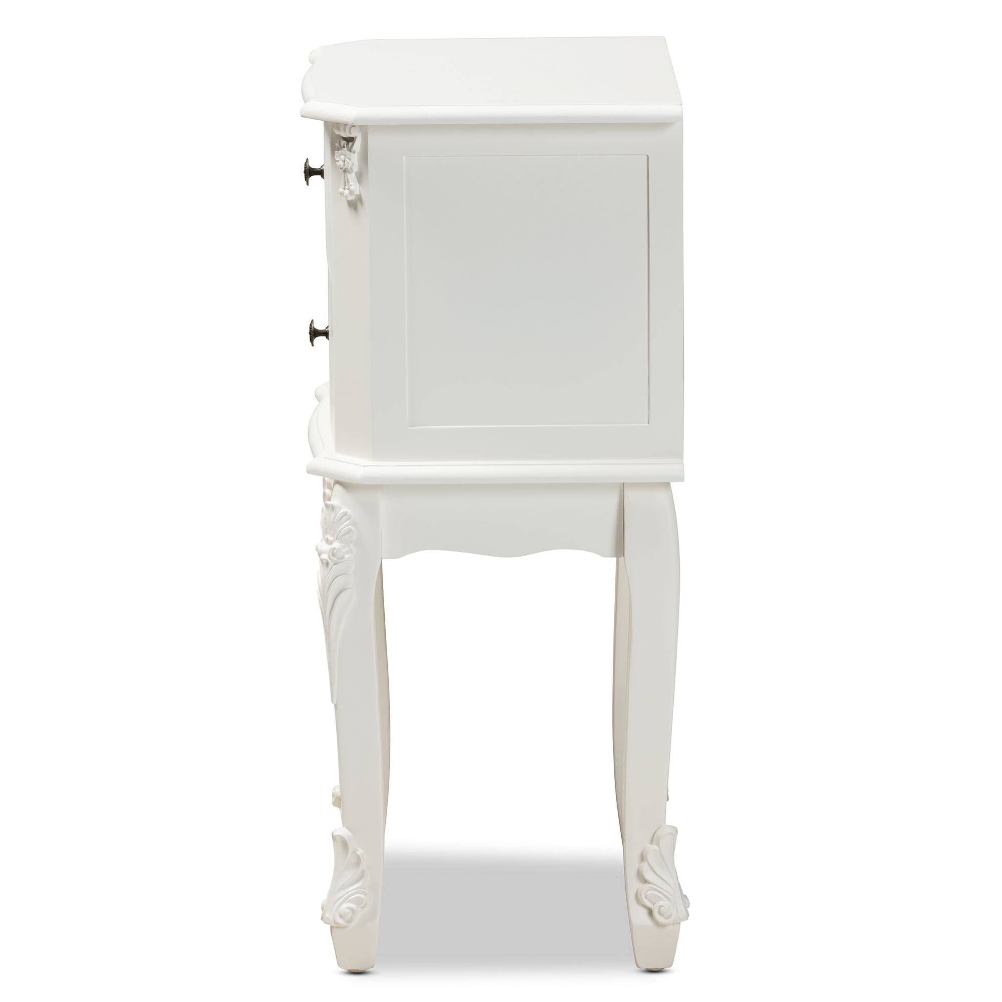 Baxton Studio Sophia Classic and Traditional French White Finished Wood 2-Drawer End Table