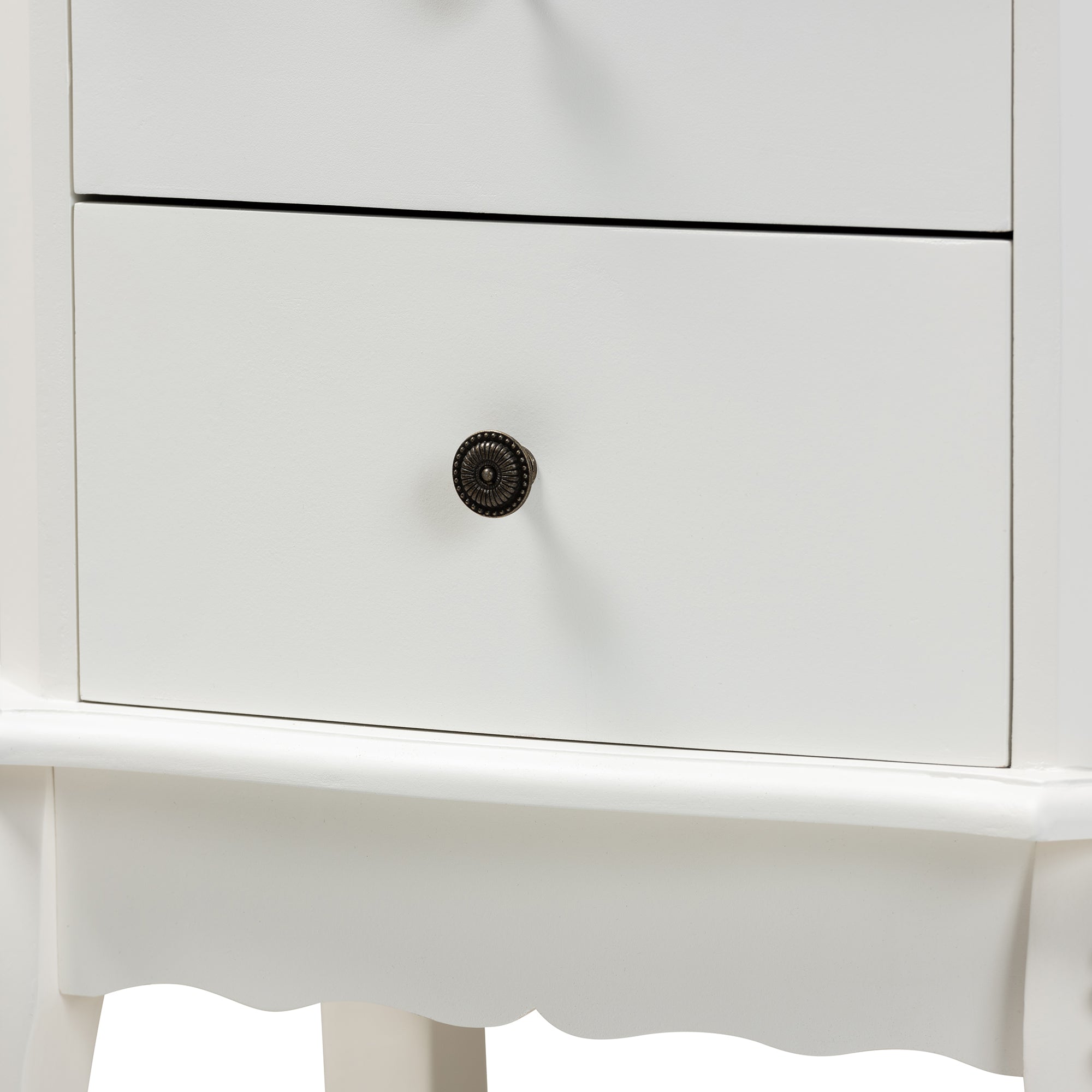 Baxton Studio Sophia Classic and Traditional French White Finished Wood 2-Drawer End Table