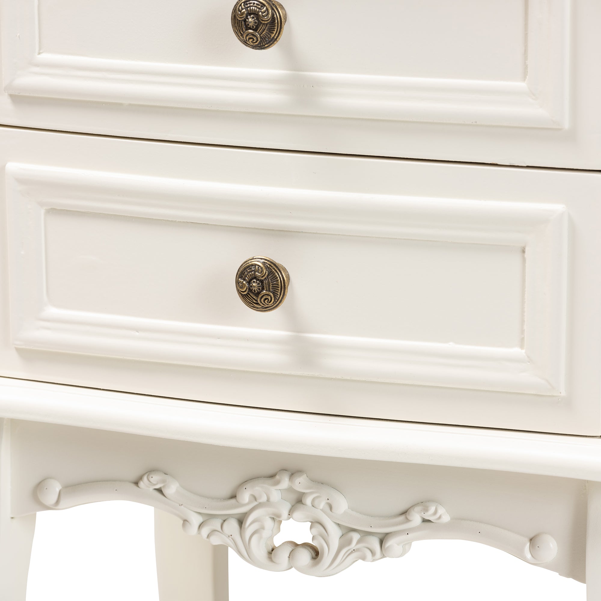 Baxton Studio Darla Classic and Traditional French White and Cherry Brown Finished Wood 2-Drawer End Table