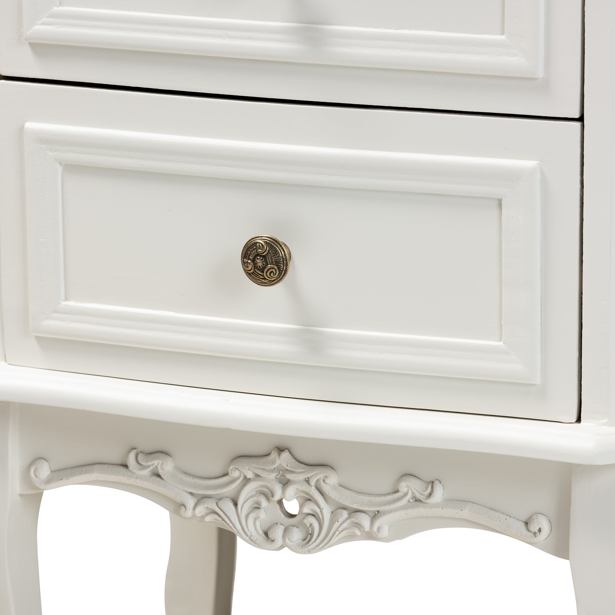 Baxton Studio Darlene Classic and Traditional French White and Cherry Brown Finished Wood 2-Drawer End Table