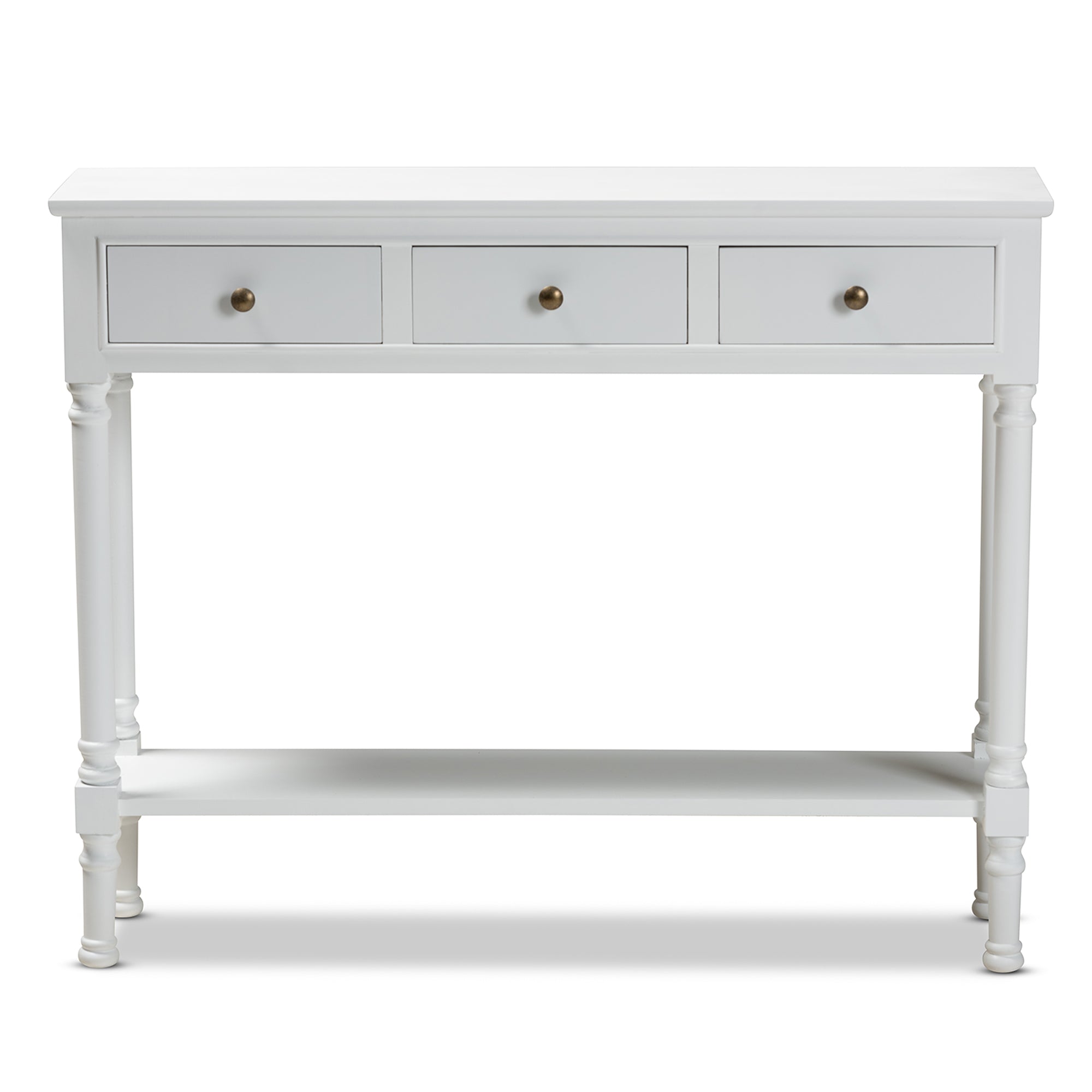 Baxton Studio Calvin Classic and Traditional French Farmhouse White Finished Wood 3-Drawer Entryway Console Table