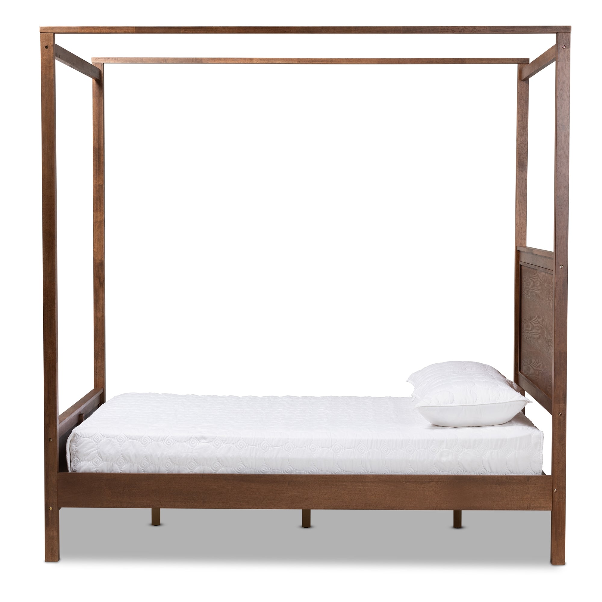 Baxton Studio Veronica Modern and Contemporary Walnut Brown Finished Wood King Size Platform Canopy Bed