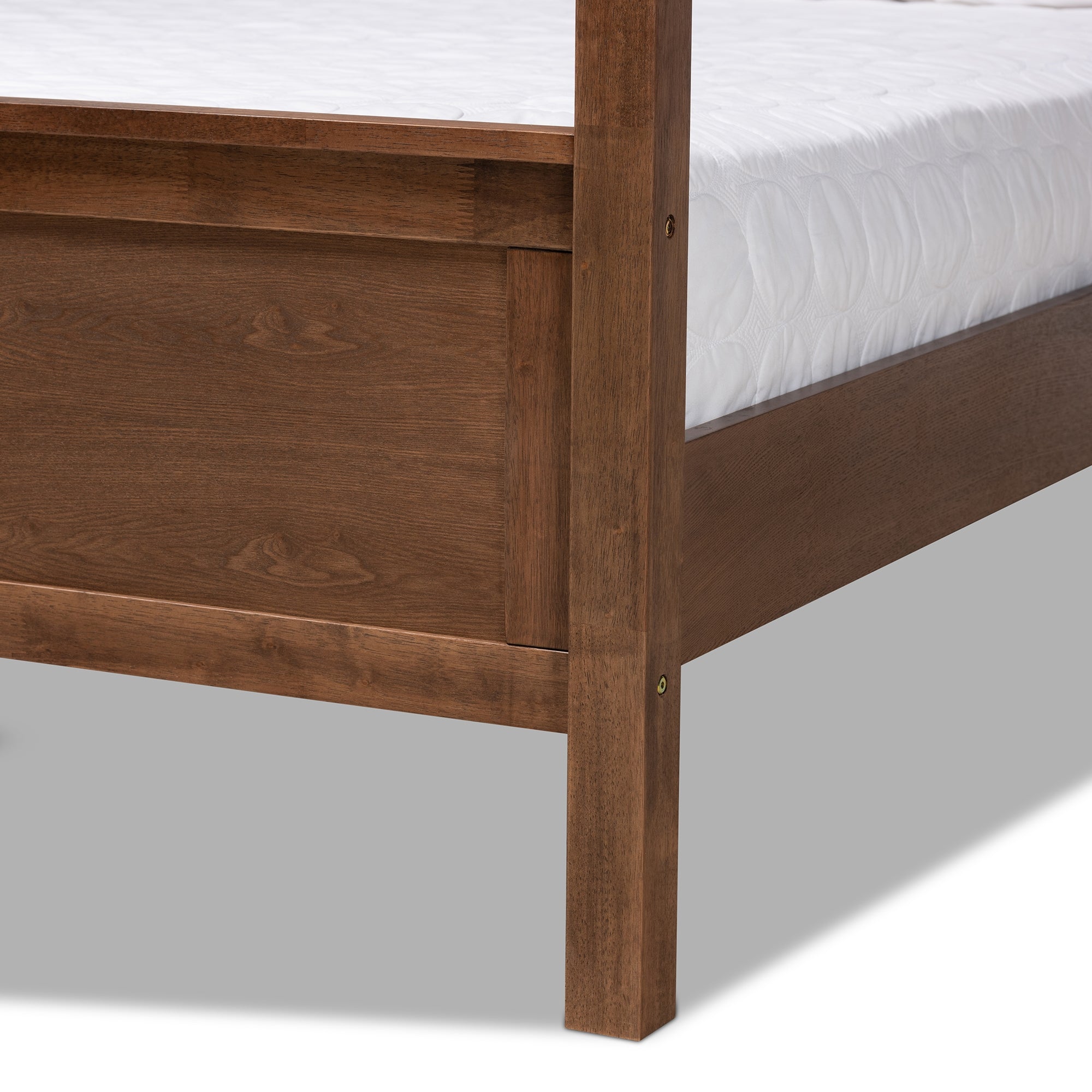 Baxton Studio Veronica Modern and Contemporary Walnut Brown Finished Wood King Size Platform Canopy Bed