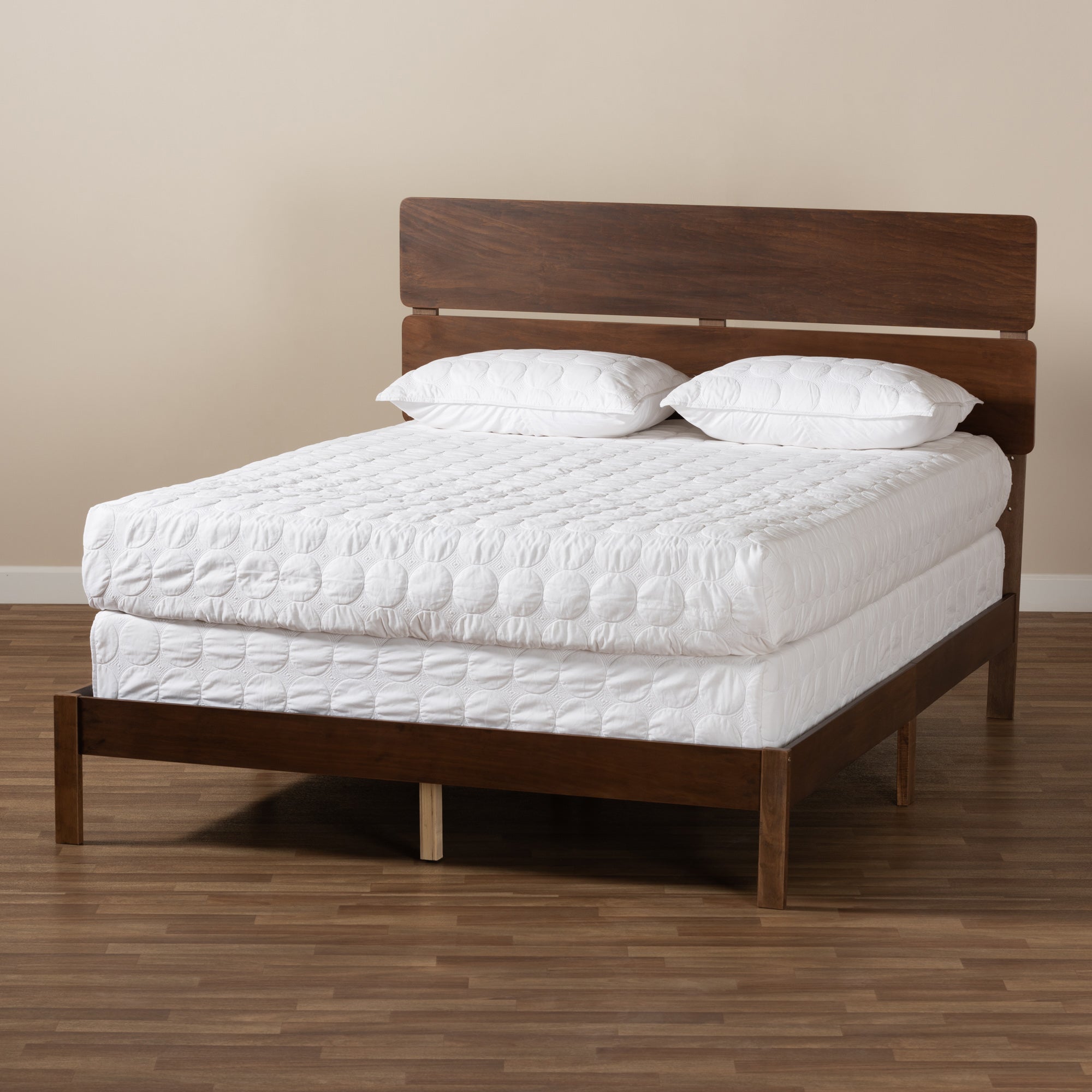 Baxton Studio Anthony Modern and Contemporary Walnut Brown Finished Wood Queen Size Panel Bed