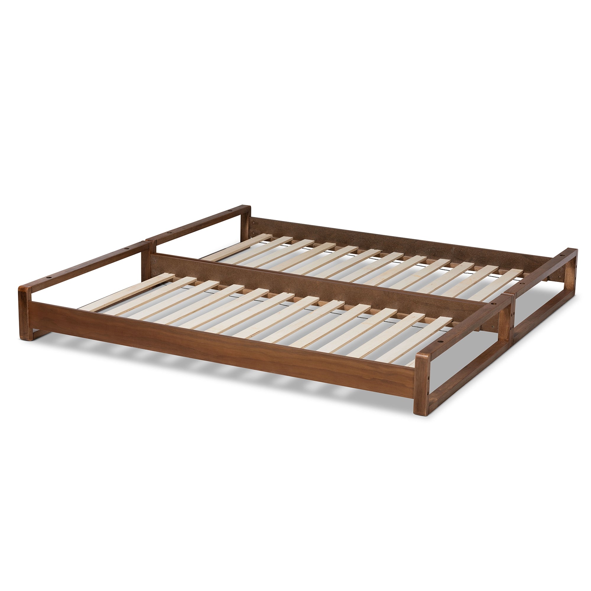 Baxton Studio Klara Modern and Contemporary Walnut Finished Wood Expandable Twin Size to King Size Bed Frame