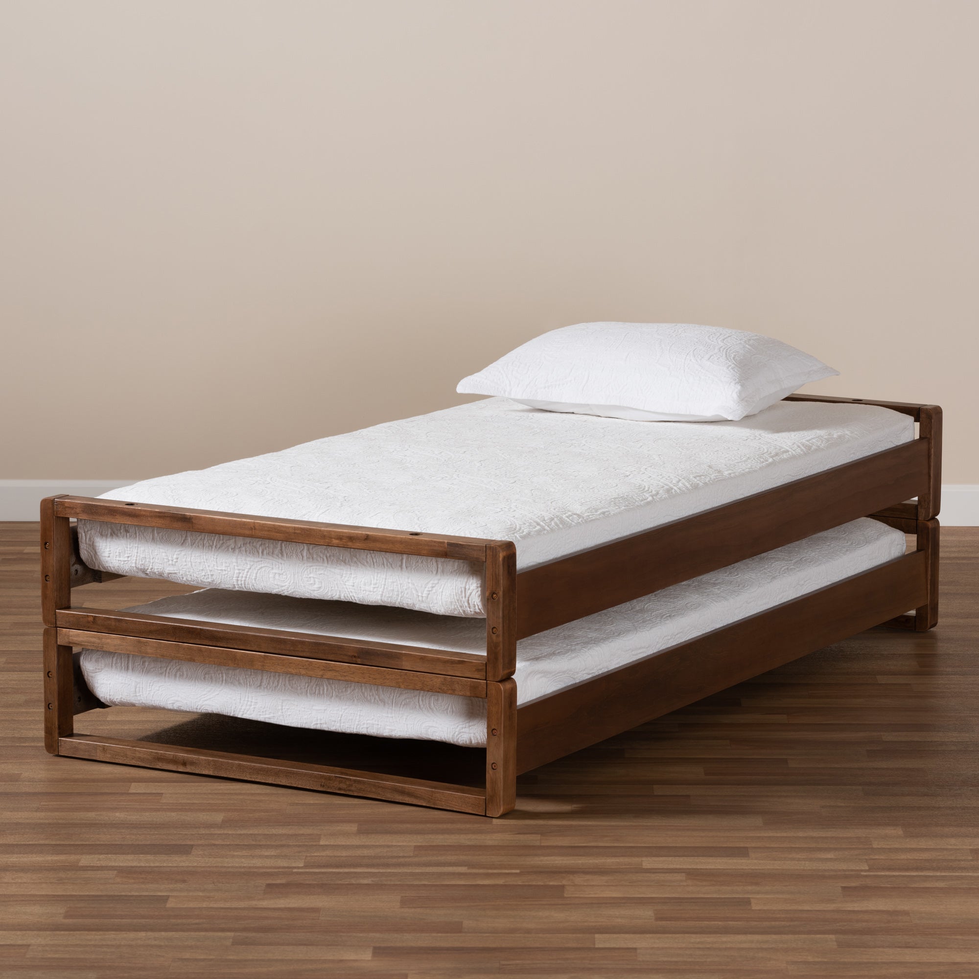 Baxton Studio Klara Modern and Contemporary Walnut Finished Wood Expandable Twin Size to King Size Bed Frame