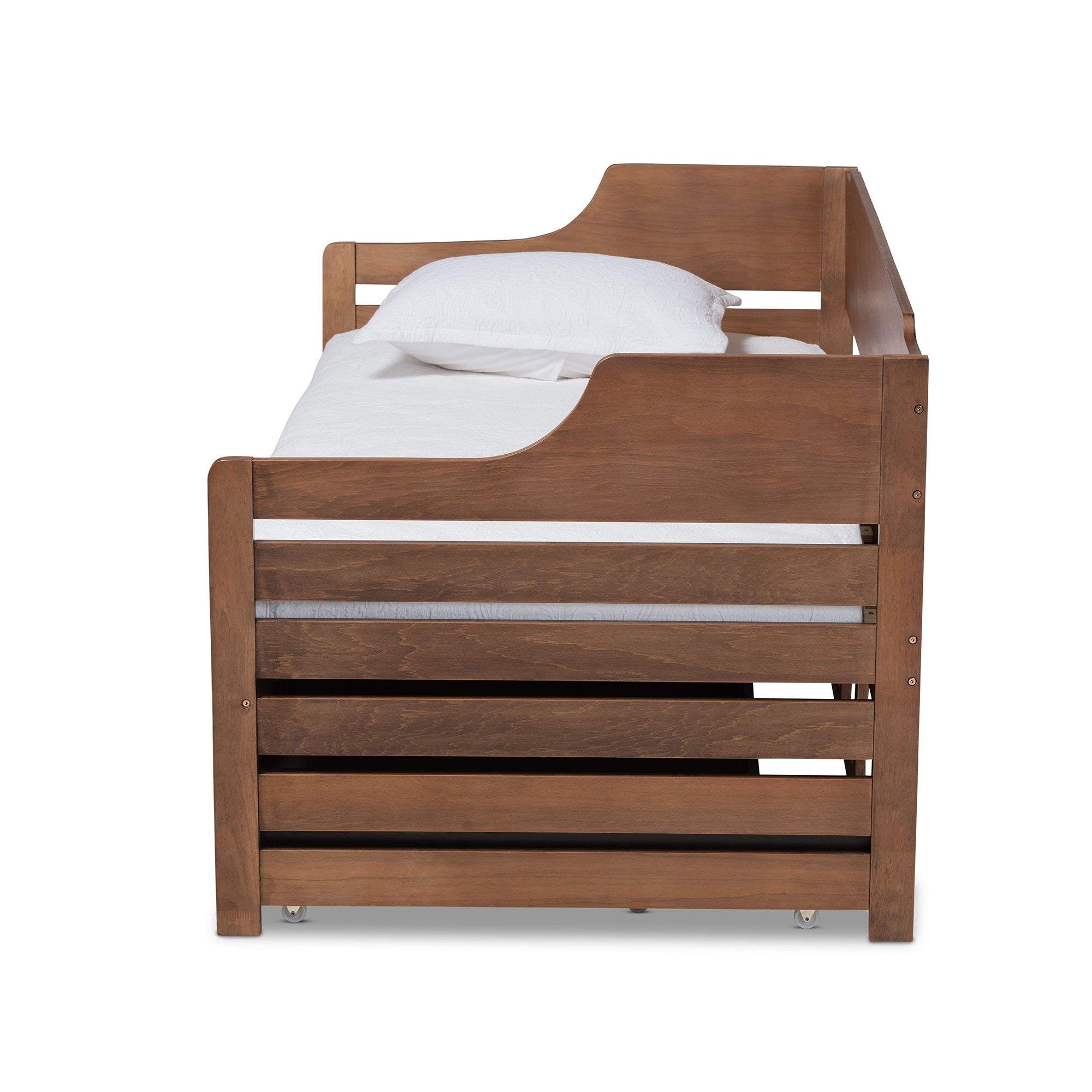 Baxton Studio Jameson Modern and Transitional Walnut Brown Finished Expandable Twin Size to King Size Daybed with Storage Drawer