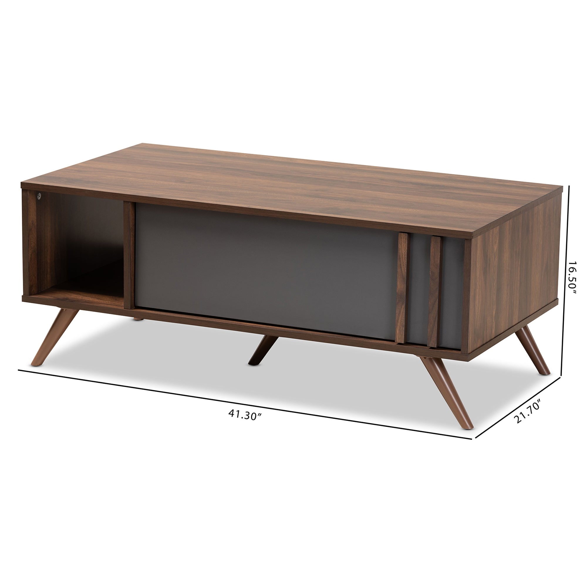 Baxton Studio Naoki Modern and Contemporary Two-Tone Grey and Walnut Finished Wood 1-Drawer Coffee Table