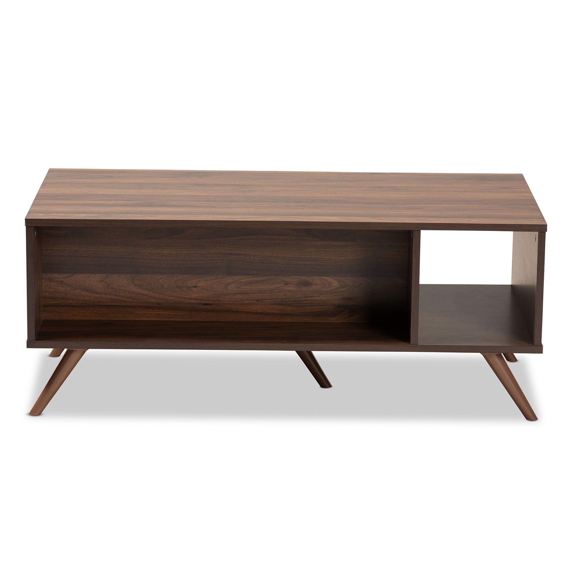 Baxton Studio Naoki Modern and Contemporary Two-Tone Grey and Walnut Finished Wood 1-Drawer Coffee Table