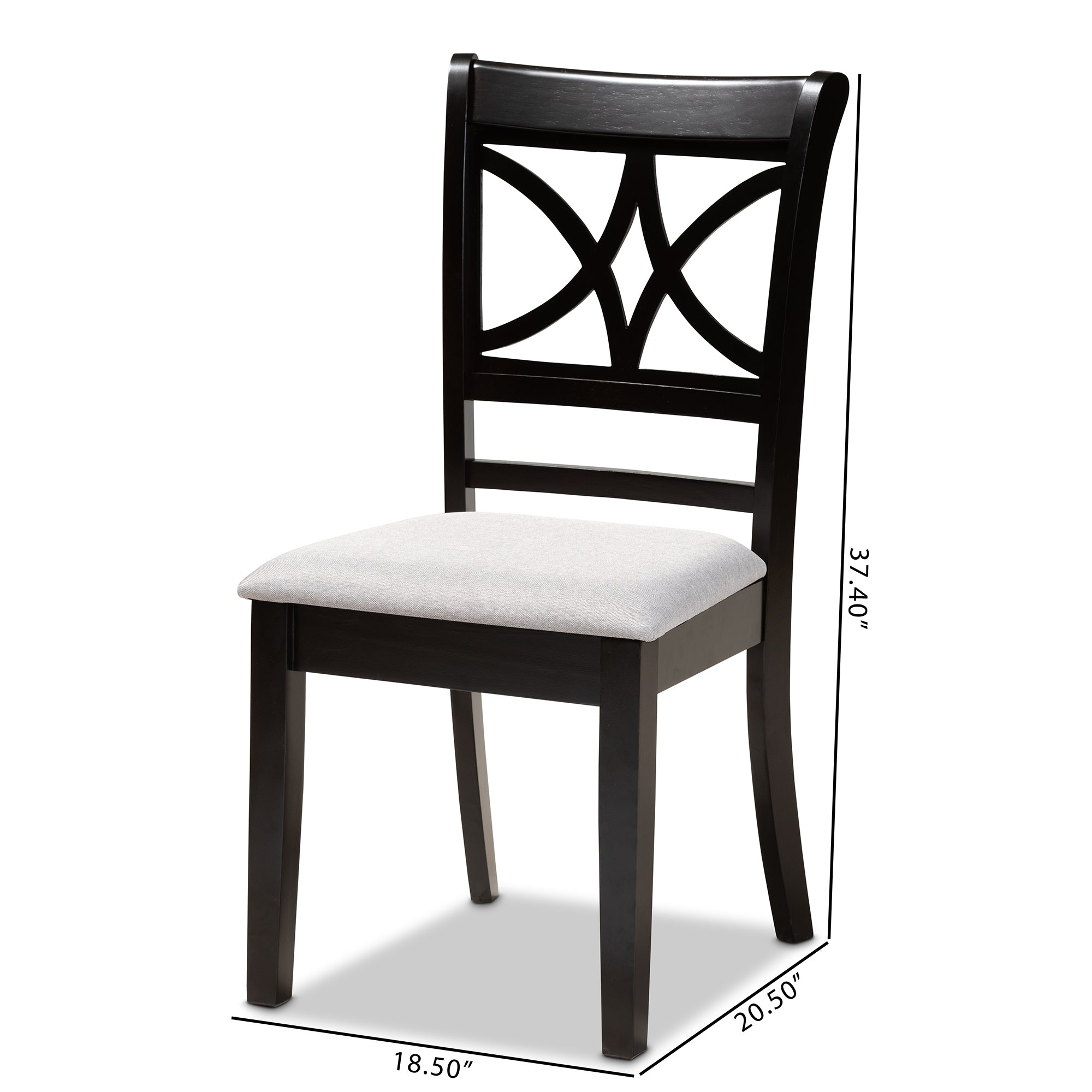 Baxton Studio Clarke Modern and Contemporary Grey Fabric Upholstered and Espresso Brown Finished Wood 4-Piece Dining Chair Set