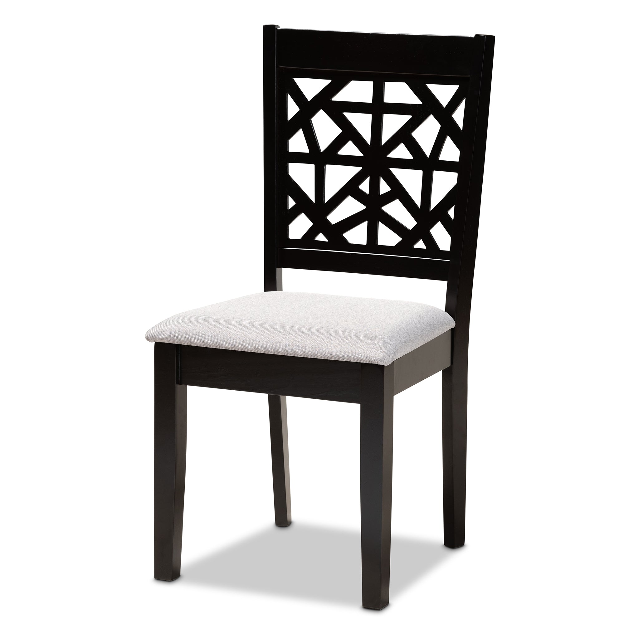 Baxton Studio Jackson Modern and Contemporary Grey Fabric Upholstered and Espresso Brown Finished Wood 4-Piece Dining Chair Set