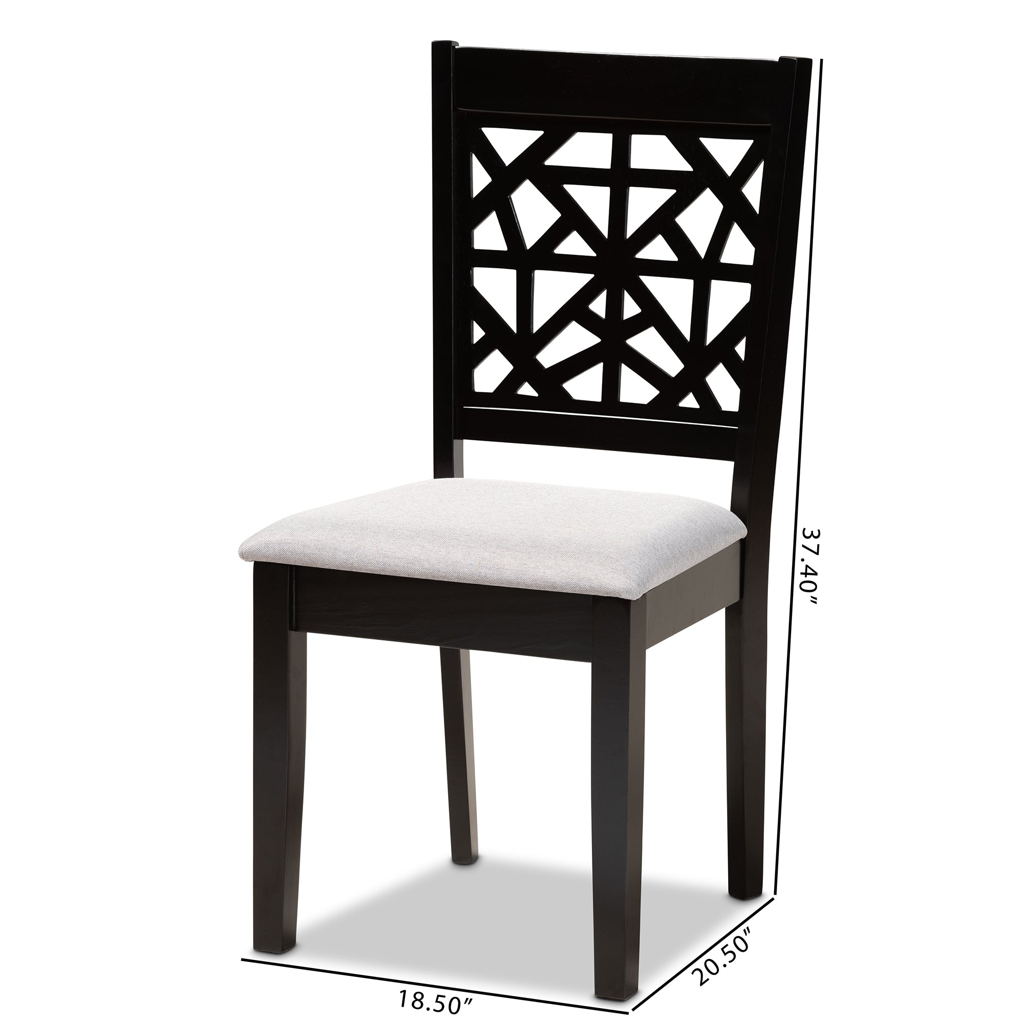 Baxton Studio Jackson Modern and Contemporary Grey Fabric Upholstered and Espresso Brown Finished Wood 4-Piece Dining Chair Set