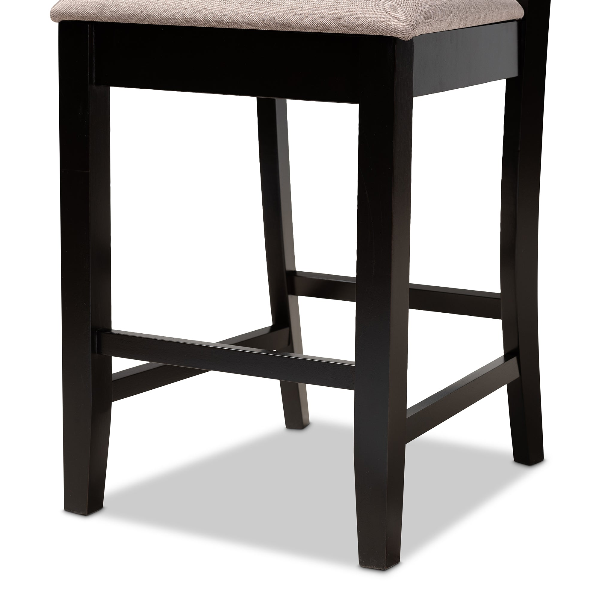 Baxton Studio Devon Modern and Contemporary Sand Fabric Upholstered and Espresso Brown Finished Wood 5-Piece Pub Dining Set