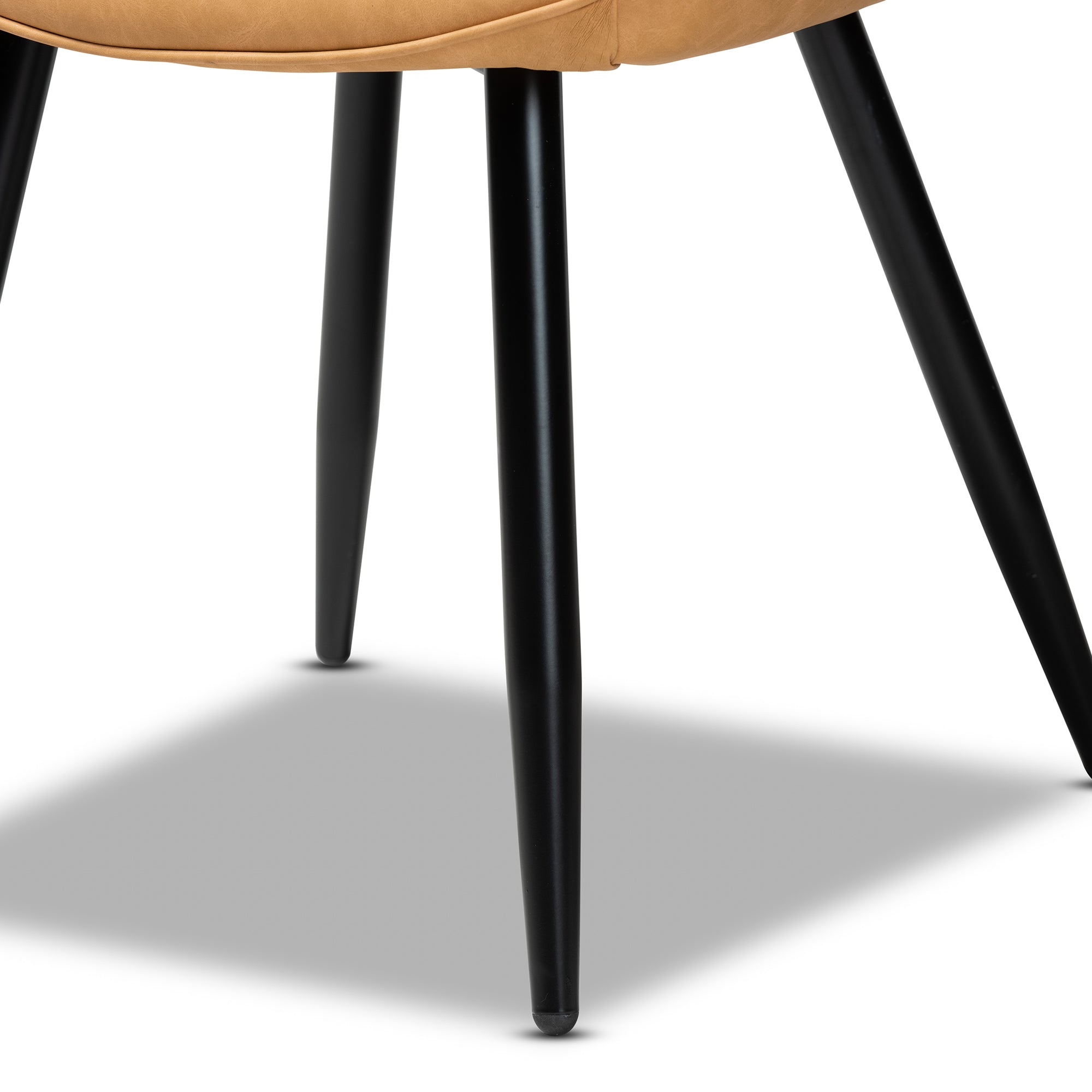 Baxton Studio Astrid Mid-Century Contemporary Tan Faux Leather Upholstered and Black Metal 4-Piece Dining Chair Set