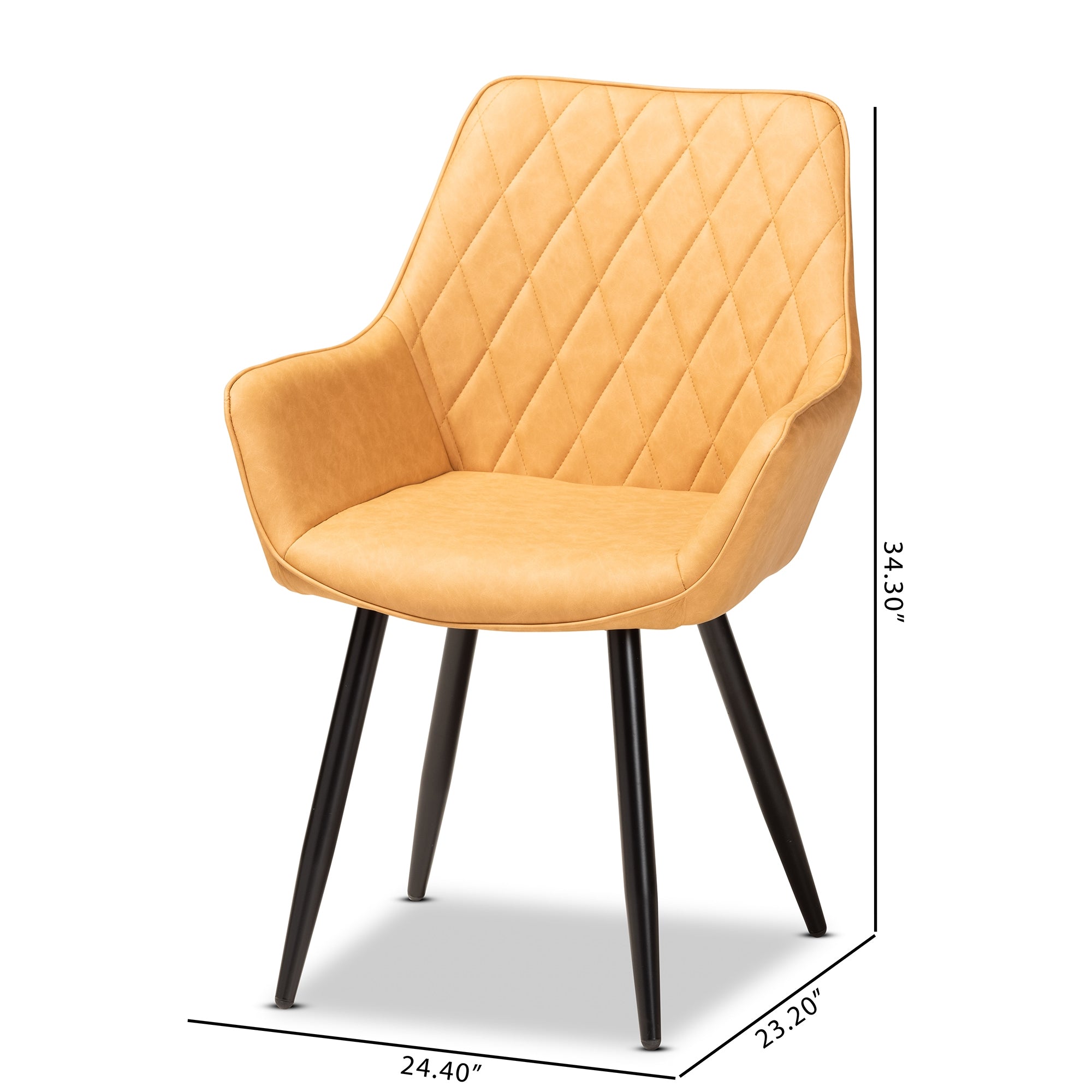 Baxton Studio Astrid Mid-Century Contemporary Tan Faux Leather Upholstered and Black Metal 4-Piece Dining Chair Set