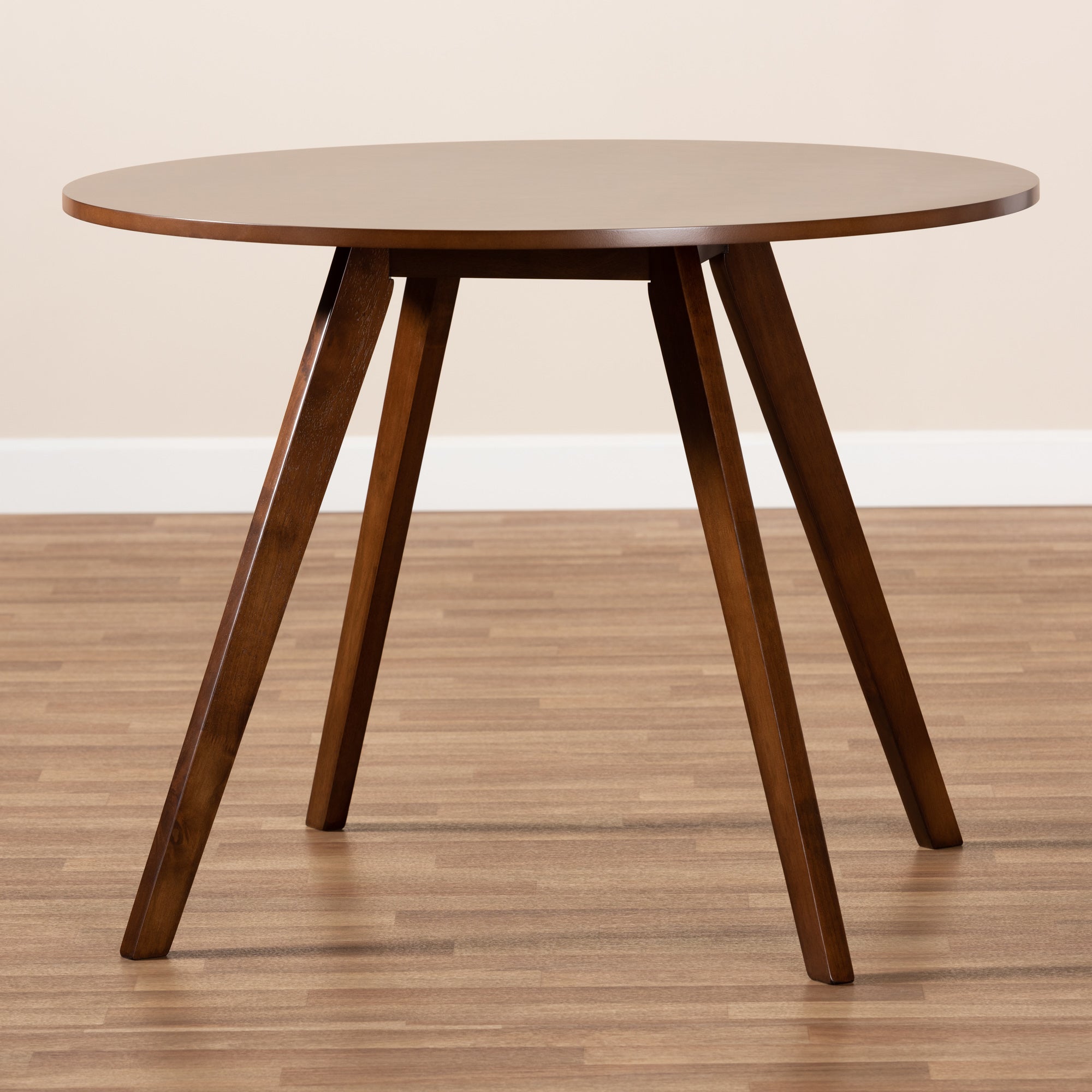 Baxton Studio Alana Mid-Century Modern Transitional Walnut Brown Finished Round Wood Dining Table