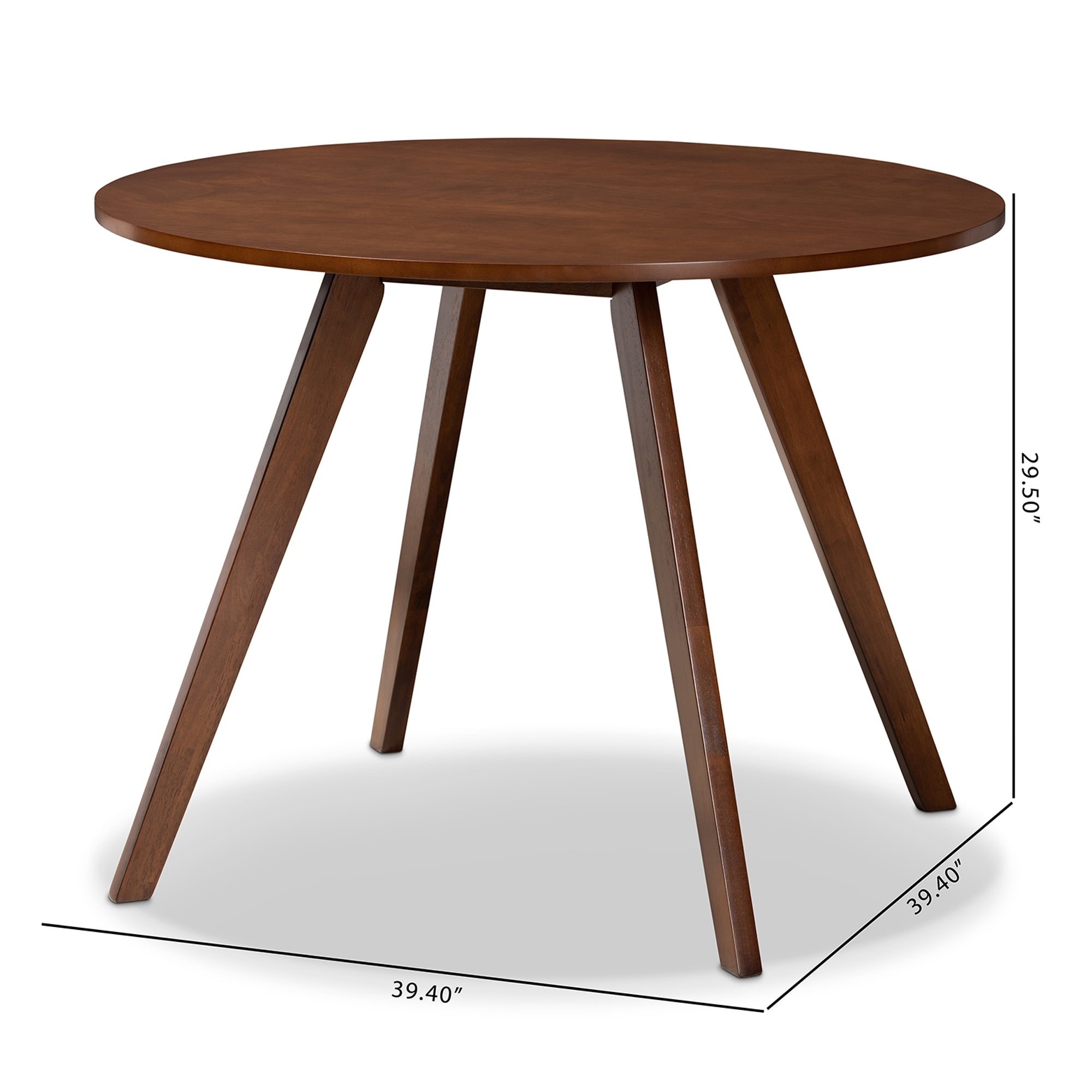 Baxton Studio Alana Mid-Century Modern Transitional Walnut Brown Finished Round Wood Dining Table