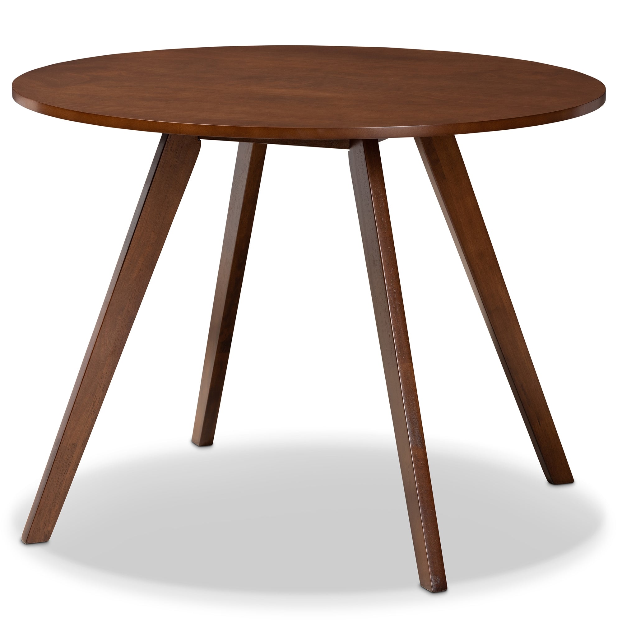 Baxton Studio Philip Mid-Century Modern Transitional Light Beige Fabric Upholstered and Walnut Brown Finished Wood 5-Piece Dining Set