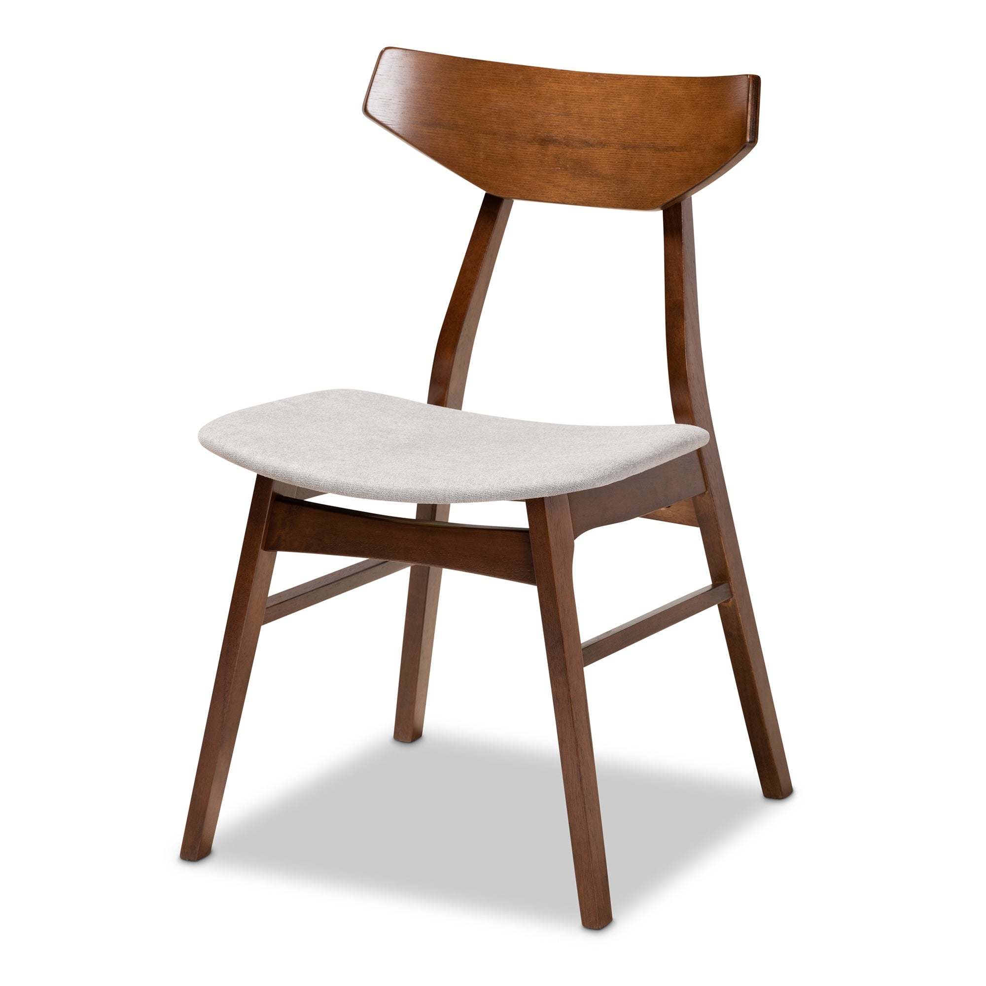 Baxton Studio Lois Mid-Century Modern Transitional Light Grey Fabric Upholstered and Walnut Brown Finished Wood 5-Piece Dining Set