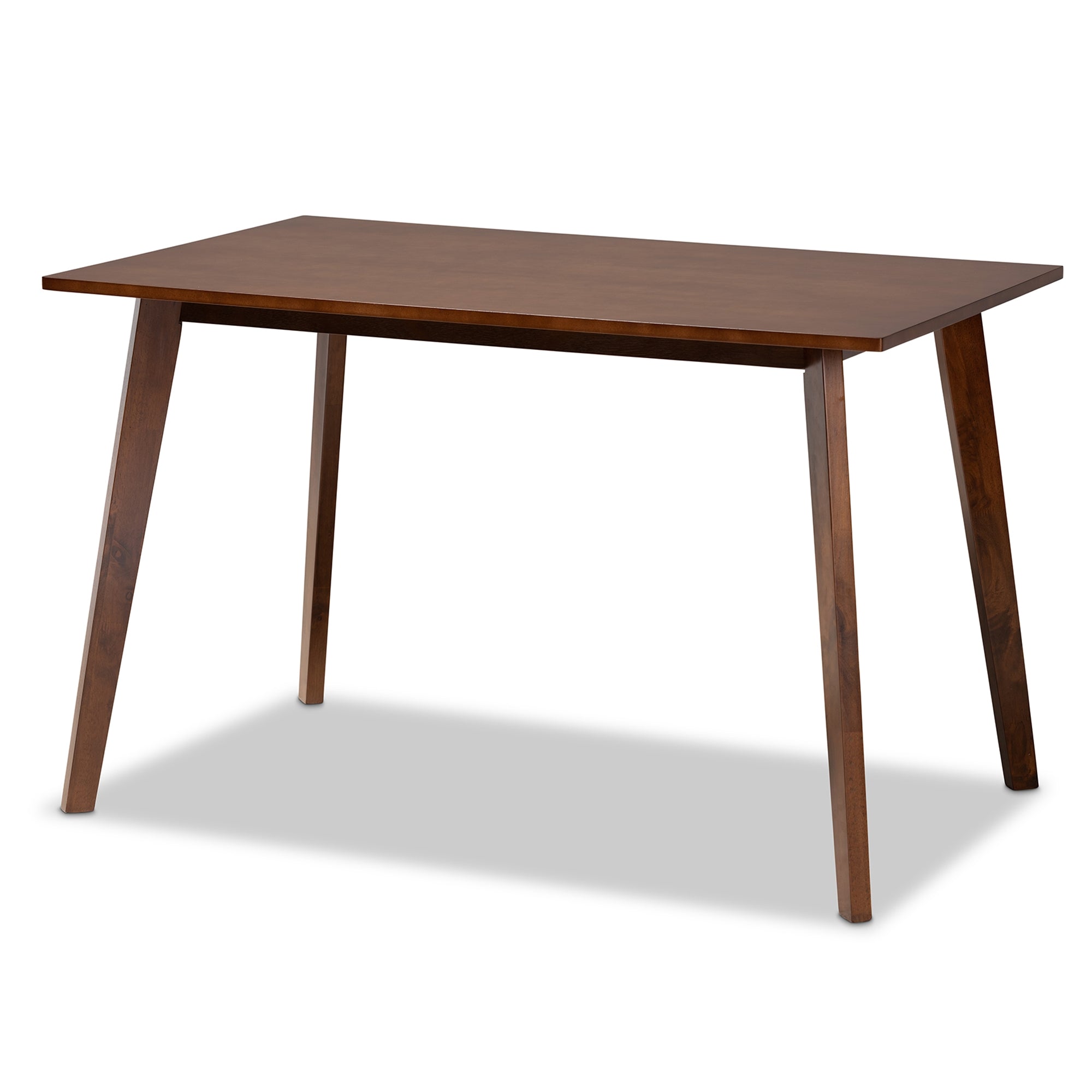 Baxton Studio Lois Mid-Century Modern Transitional Light Grey Fabric Upholstered and Walnut Brown Finished Wood 5-Piece Dining Set