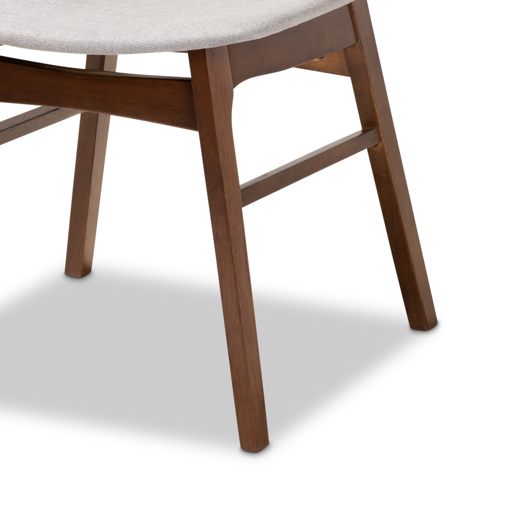 Baxton Studio Pearson Mid-Century Modern Transitional Light Grey Fabric Upholstered and Walnut Brown Finished Wood 5-Piece Dining Set with Faux Marble Table