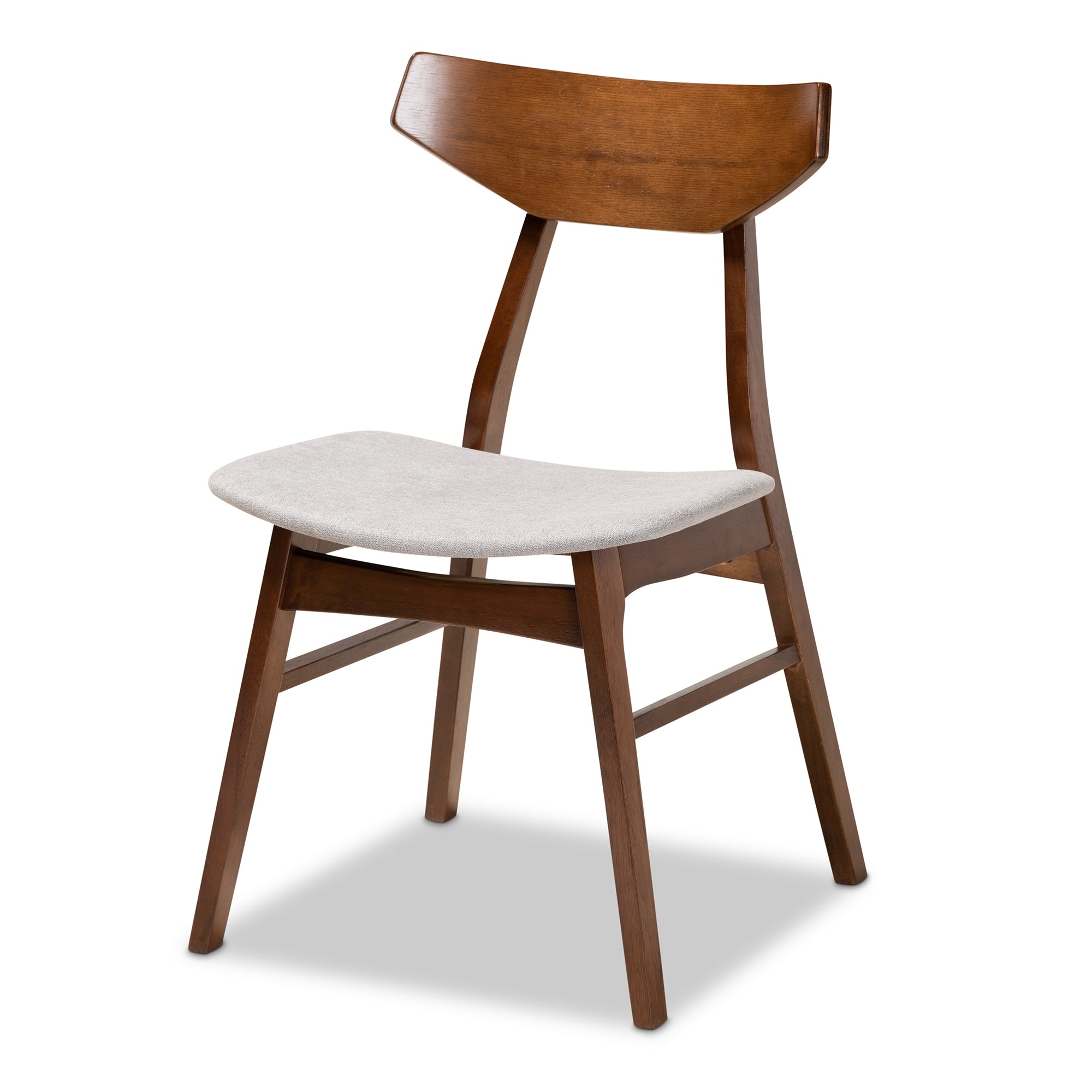 Baxton Studio Danica Mid-Century Modern Transitional Light Grey Fabric Upholstered and Walnut Brown Finished Wood 4-Piece Dining Chair Set