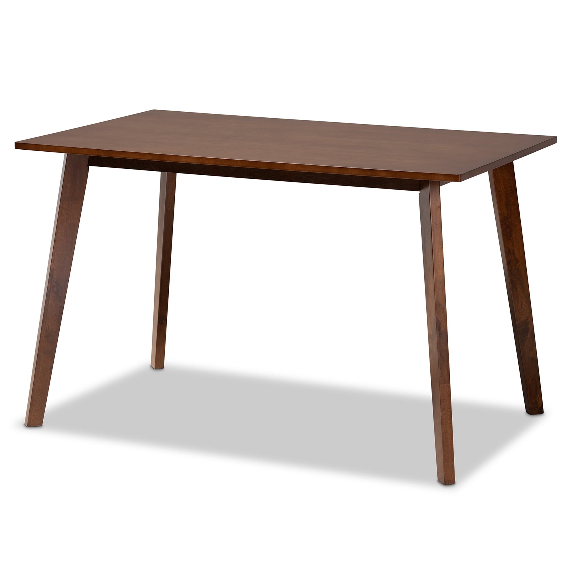 Baxton Studio Nori Mid-Century Modern Transitional Light Beige Fabric Upholstered and Walnut Brown Finished Wood 5-Piece Dining Set