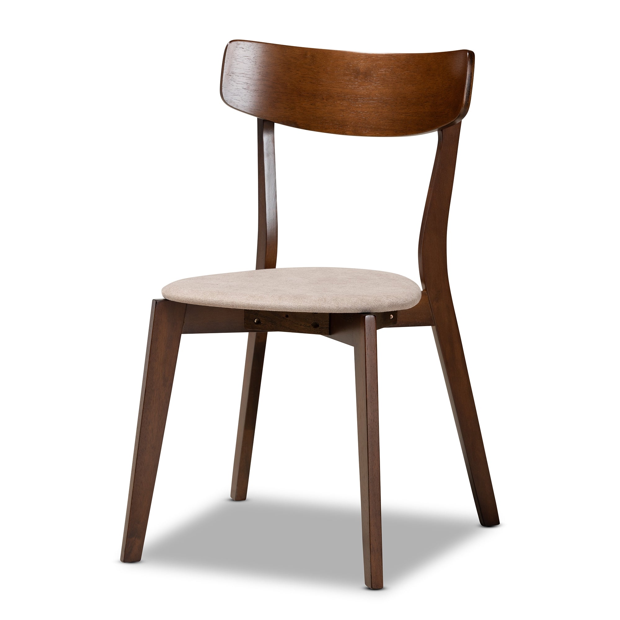 Baxton Studio Rika Mid-Century Modern Transitional Light Beige Fabric Upholstered and Walnut Brown Finished Wood 5-Piece Dining Set