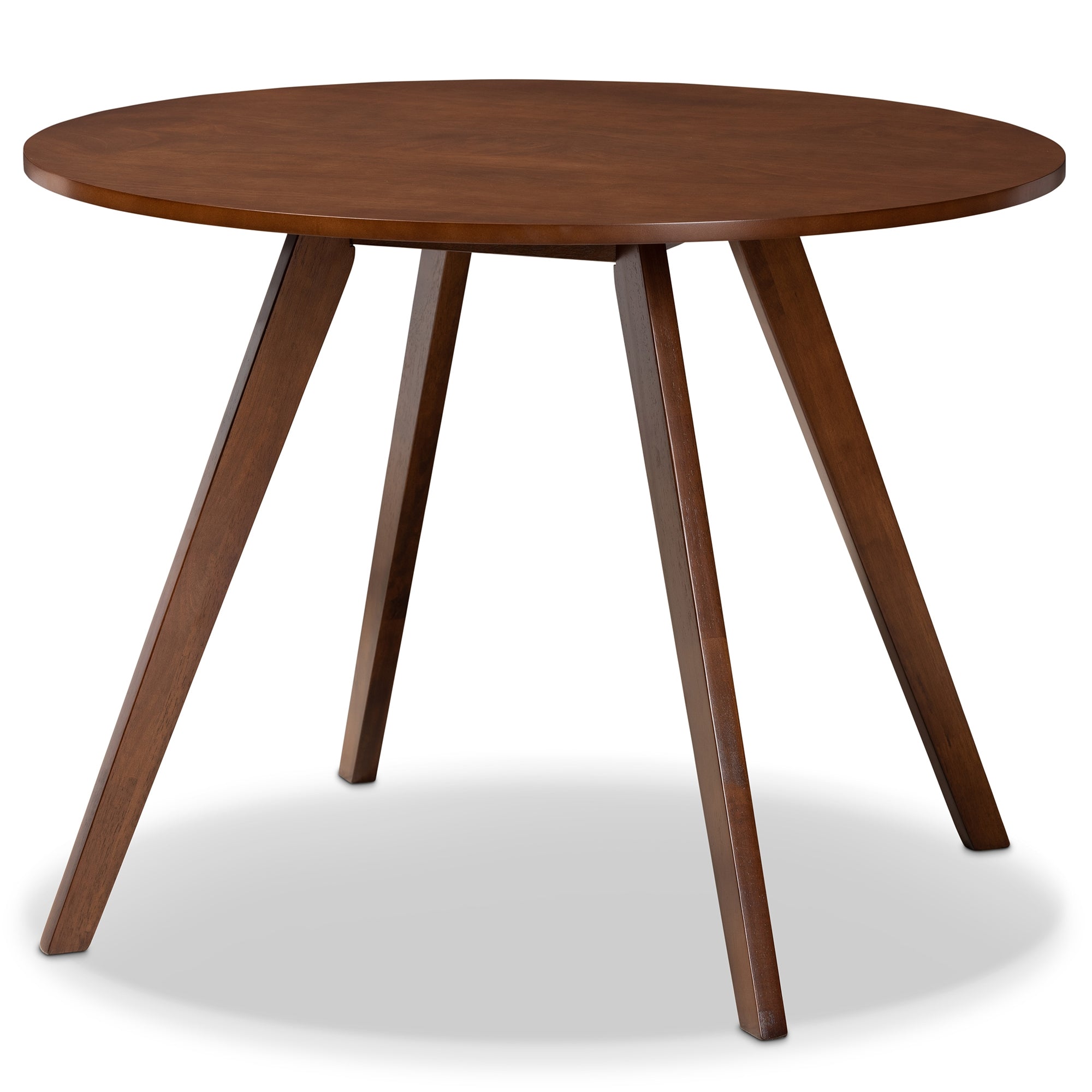 Baxton Studio Rika Mid-Century Modern Transitional Light Beige Fabric Upholstered and Walnut Brown Finished Wood 5-Piece Dining Set