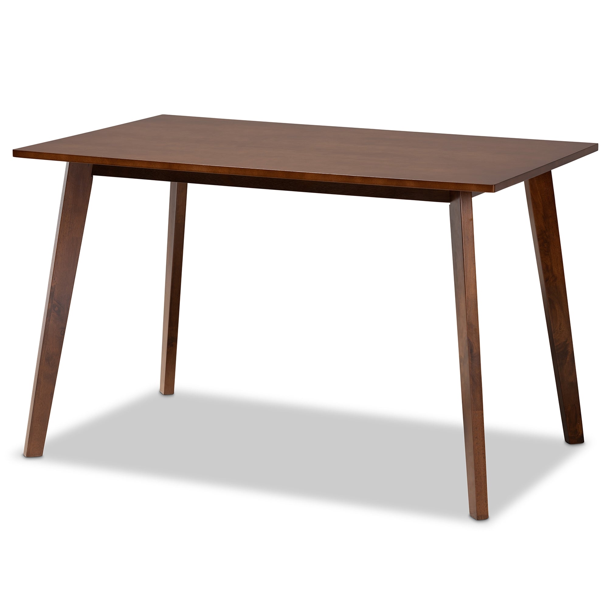 Baxton Studio Nori Mid-Century Modern Transitional Light Grey Fabric Upholstered and Walnut Brown Finished Wood 5-Piece Dining Set