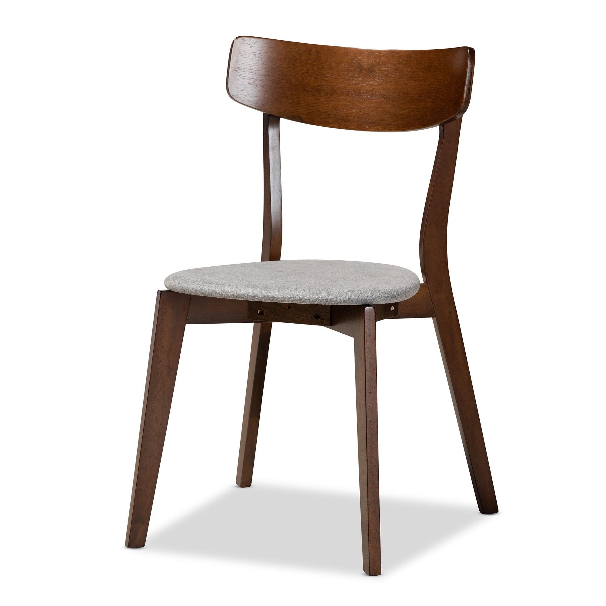Baxton Studio Rika Mid-Century Modern Transitional Light Grey Fabric Upholstered and Walnut Brown Finished Wood 5-Piece Dining Set