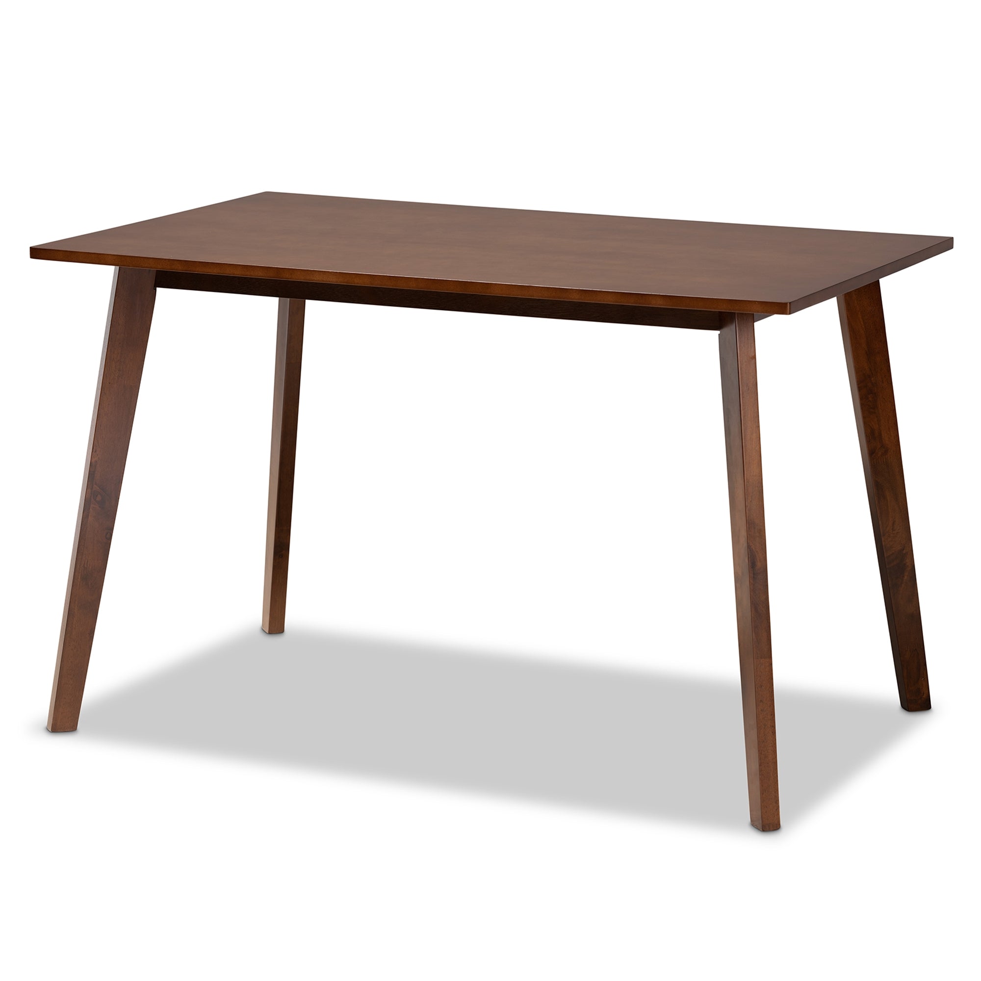 Baxton Studio Eleri Mid-Century Modern Transitional Light Grey Fabric Upholstered and Walnut Brown Finished Wood 5-Piece Dining Set