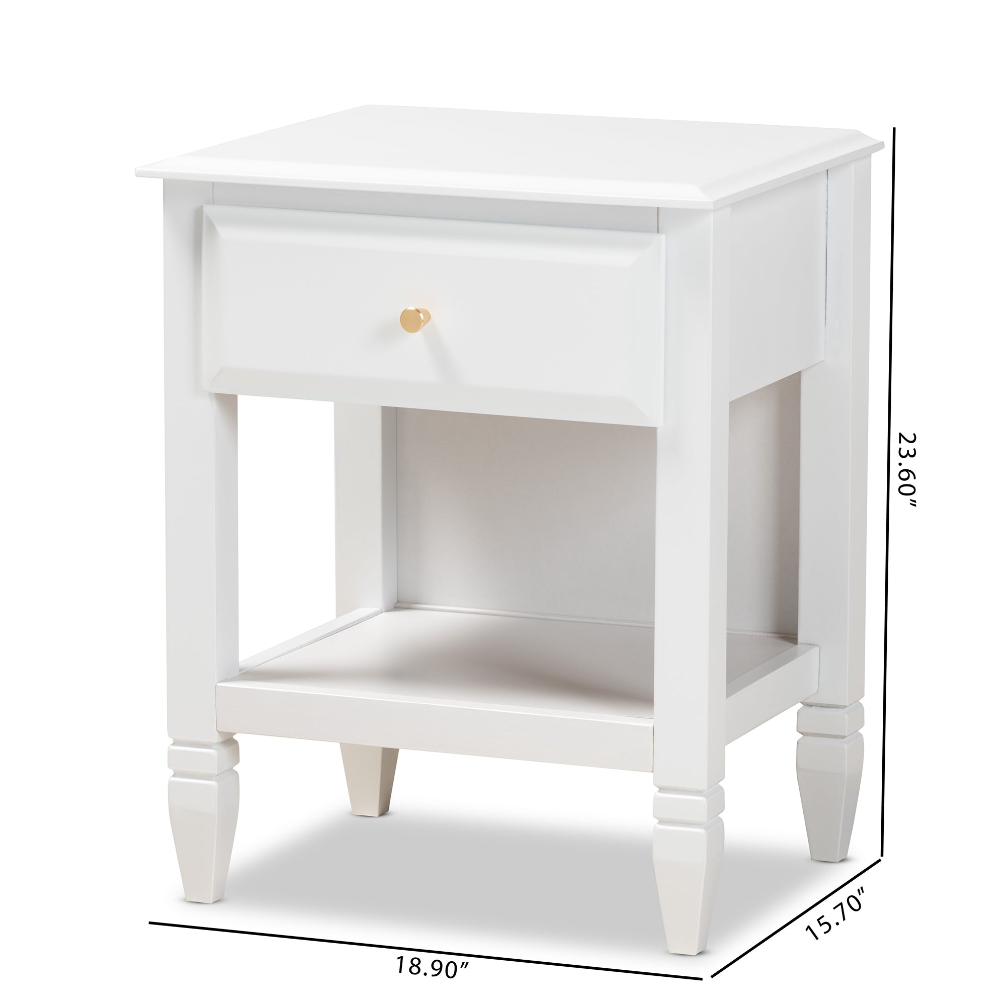 Baxton Studio Naomi Classic and Transitional White Finished Wood 1-Drawer Bedroom Nightstand