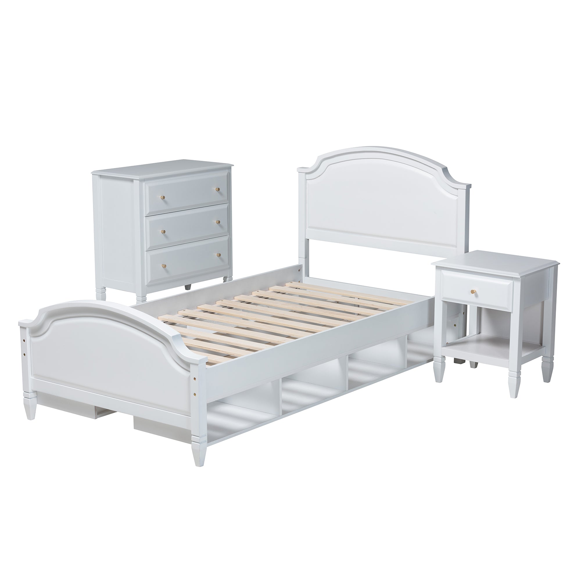 Baxton Studio Elise Classic and Transitional White Finished Wood Twin Size 3-Piece Bedroom Set