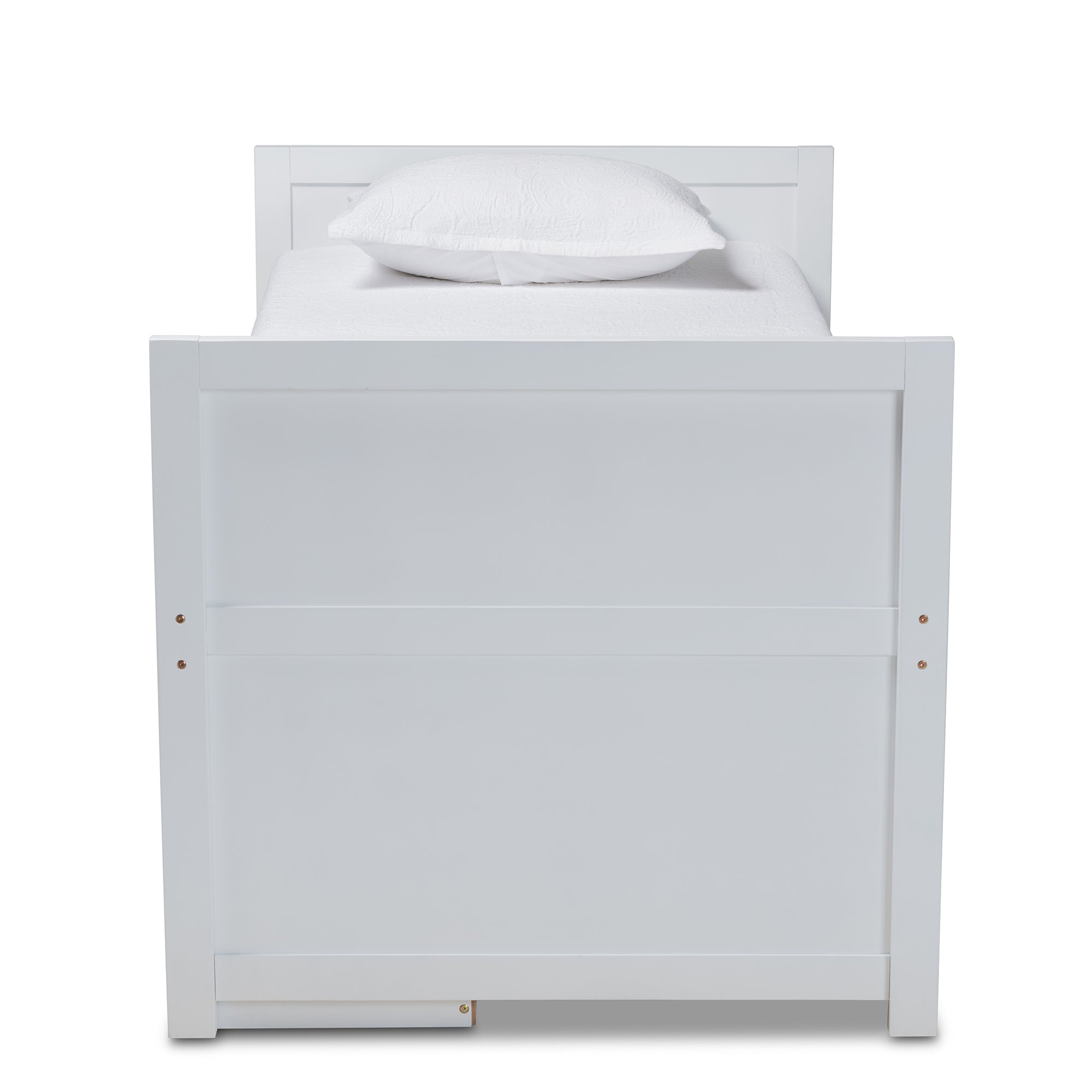 Baxton Studio Mirza Modern and Contemporary White Finished Wood 5-Drawer Twin Size Storage Bed with Pull-Out Desk