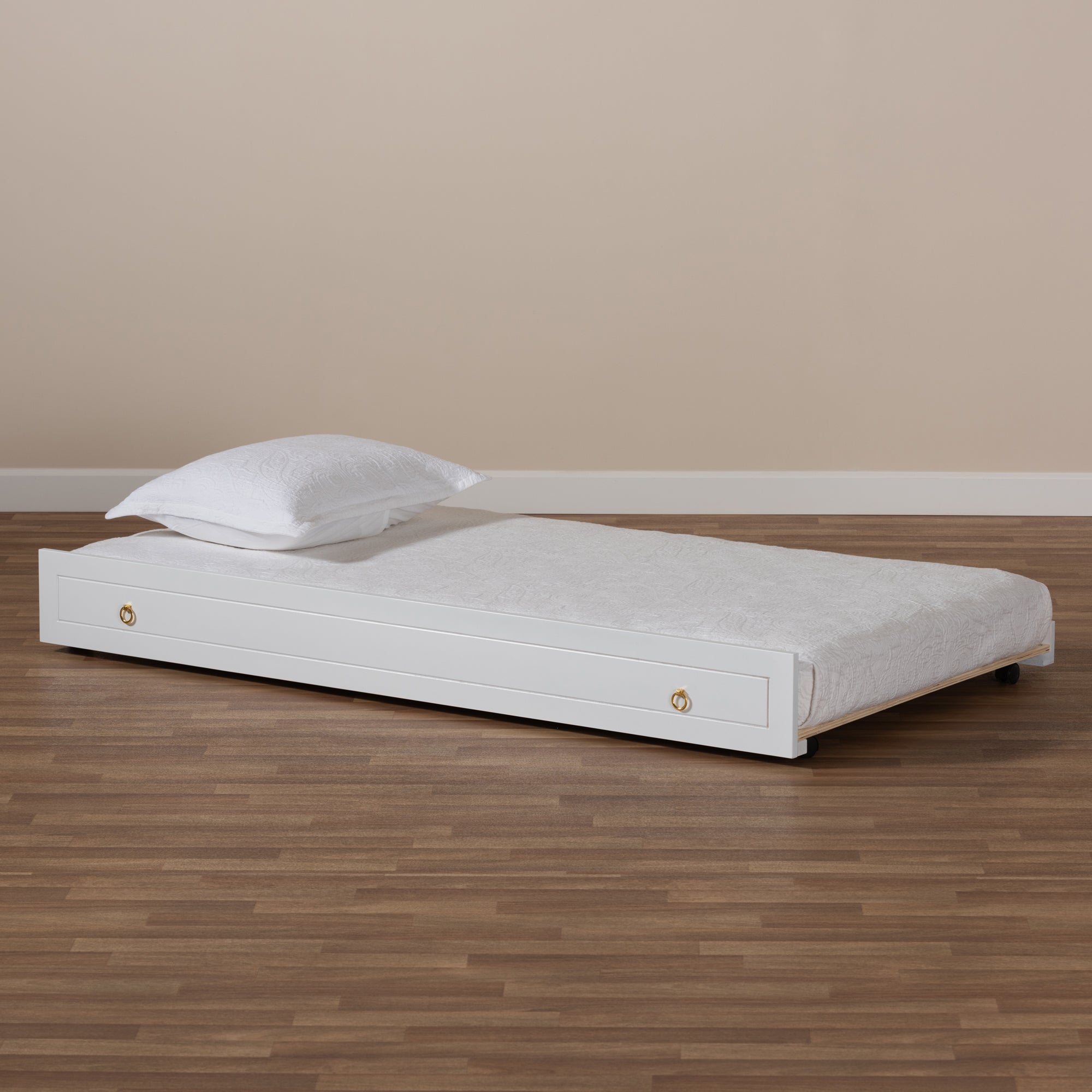 Baxton Studio Alya Classic Traditional Farmhouse White Finished Wood Twin Size Trundle