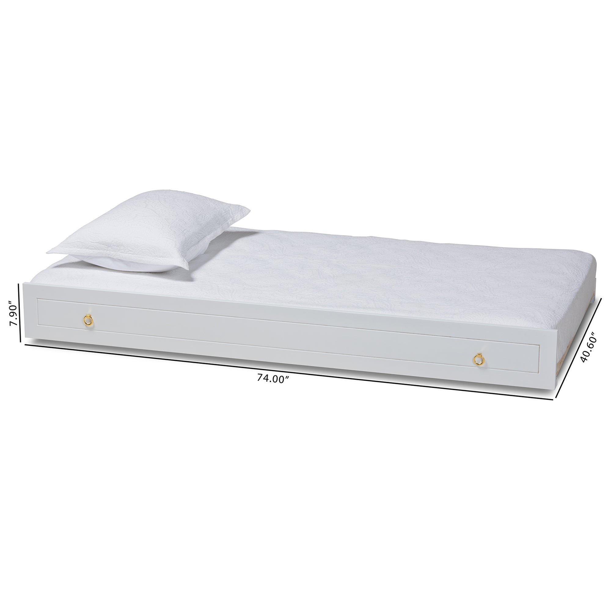 Baxton Studio Alya Classic Traditional Farmhouse White Finished Wood Twin Size Trundle
